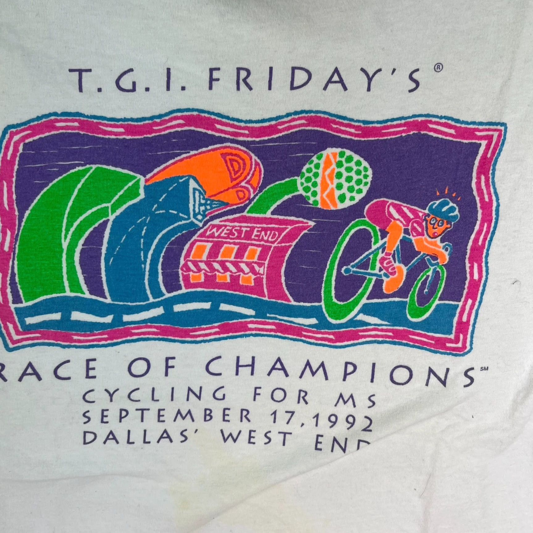 Hanes VINTAGE Hanes TGIF Dallas 1993 March of Dimes Cycling Race T-Shirt Adult Large White Graphic Print 90s Classic Mens Size US L / EU 52-54 / 3 - 2 Thumbnail