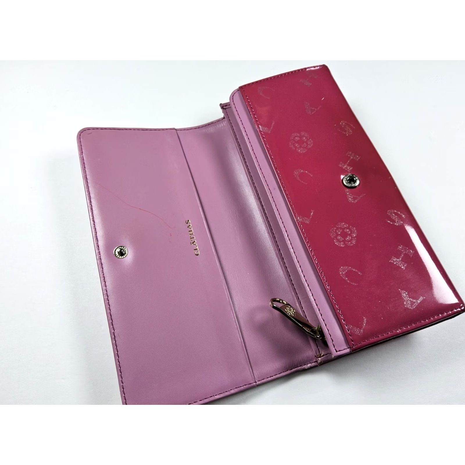 Vintage Signature Clathas Wallet Long Pink Women Full Size Long Wallet Pink Size ONE SIZE - 5 Thumbnail