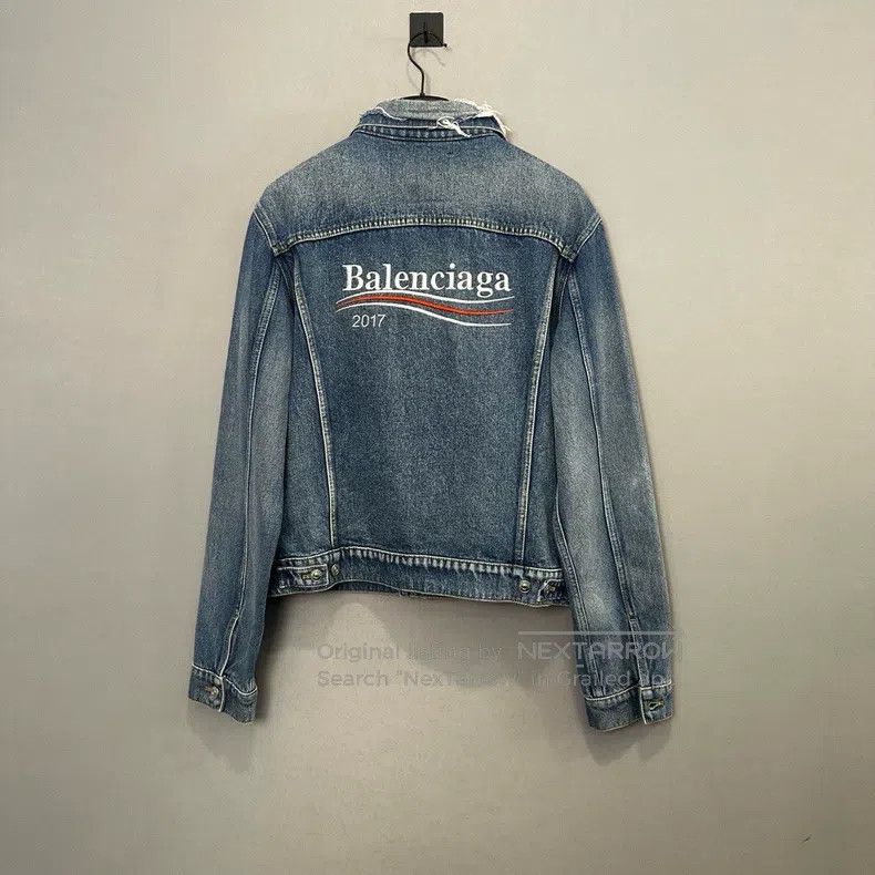 Balenciaga Balenciaga Washed blue embroidered cola denim jacket Size US M / EU 48-50 / 2 - 2 Thumbnail