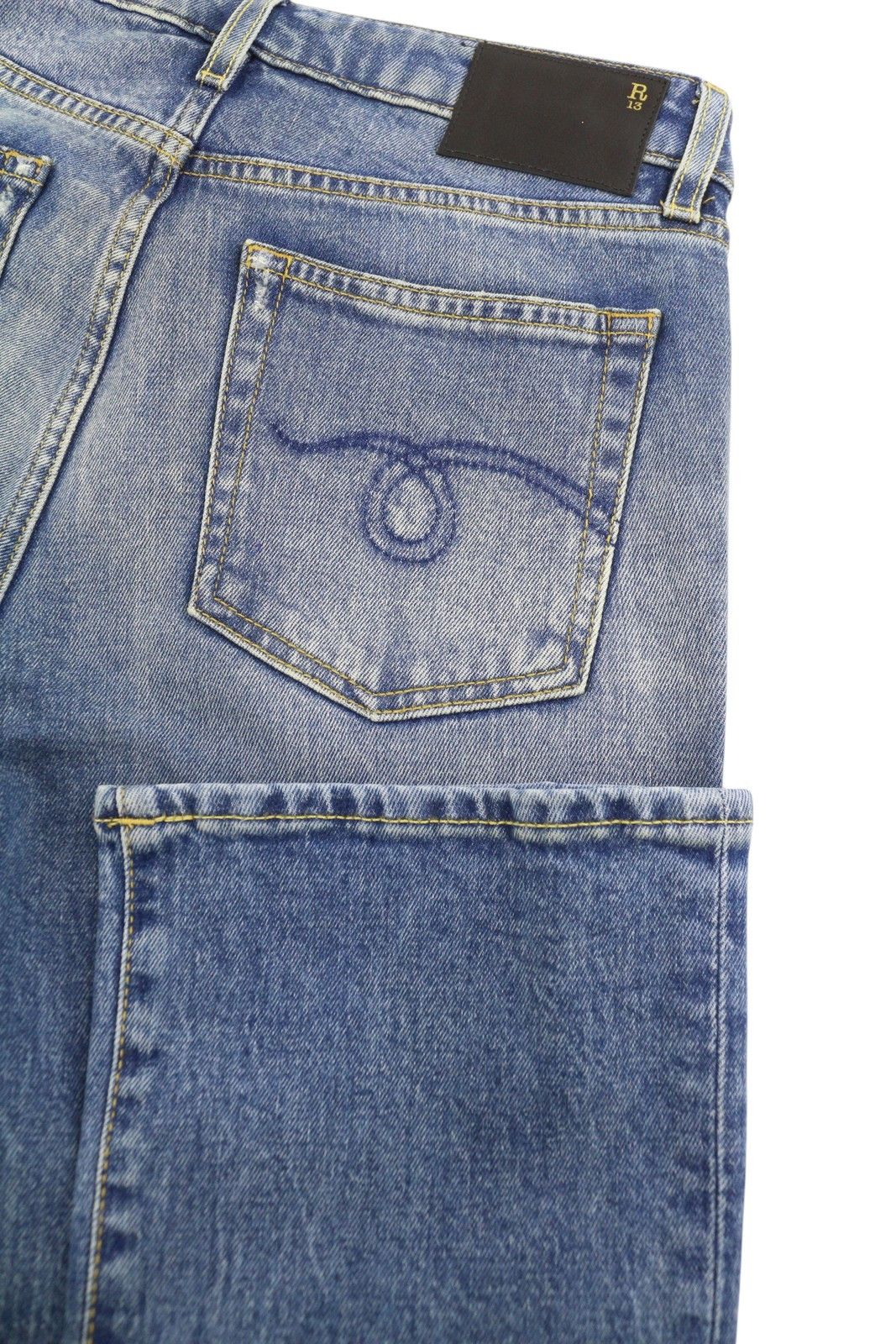 R13 KICK FIT 27 Jasper Stretch Cropped Blue Jeans 90044 Size 27" / US 4 / IT 40 - 6 Thumbnail