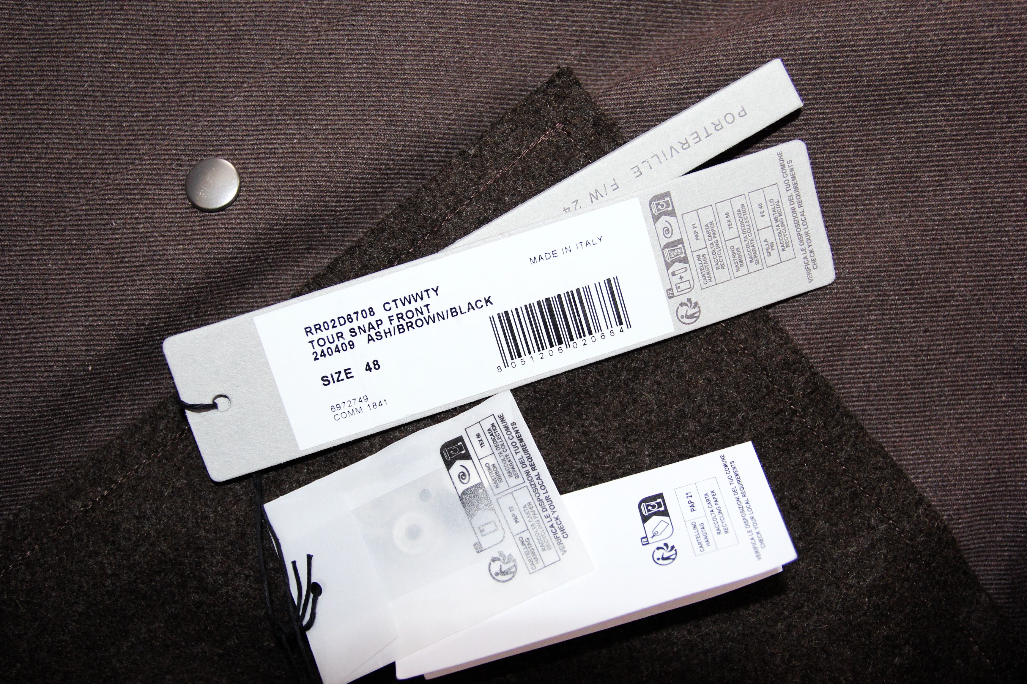 Rick Owens BNWT AW24 RICK OWENS "PORTERVILLE" TOUR SNAP FRONT JACKET 48 Size US M / EU 48-50 / 2 - 9 Thumbnail