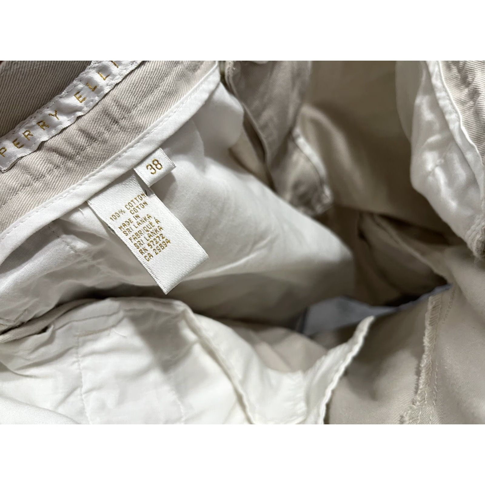 Perry Ellis Perry Ellis Shorts Men 38 Beige Cotton Chino Pleated Front Pockets Regular Fit Casual Mens Size US 38 / EU 54 - 4 Thumbnail