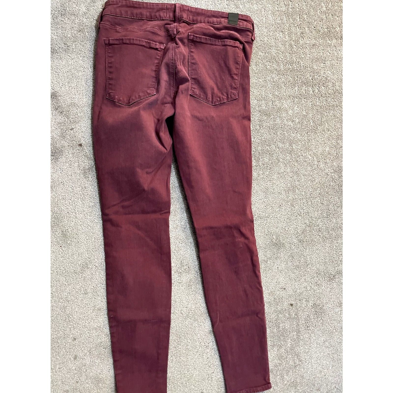 Vince Vince Jeans Skinny Womens Burgundy Wine 28 Inseam 30 Regular Stretch 5-Pocket Denim Modern Western Daylight Vintage No Size 28" / US 6 / IT 42 - 3 Thumbnail