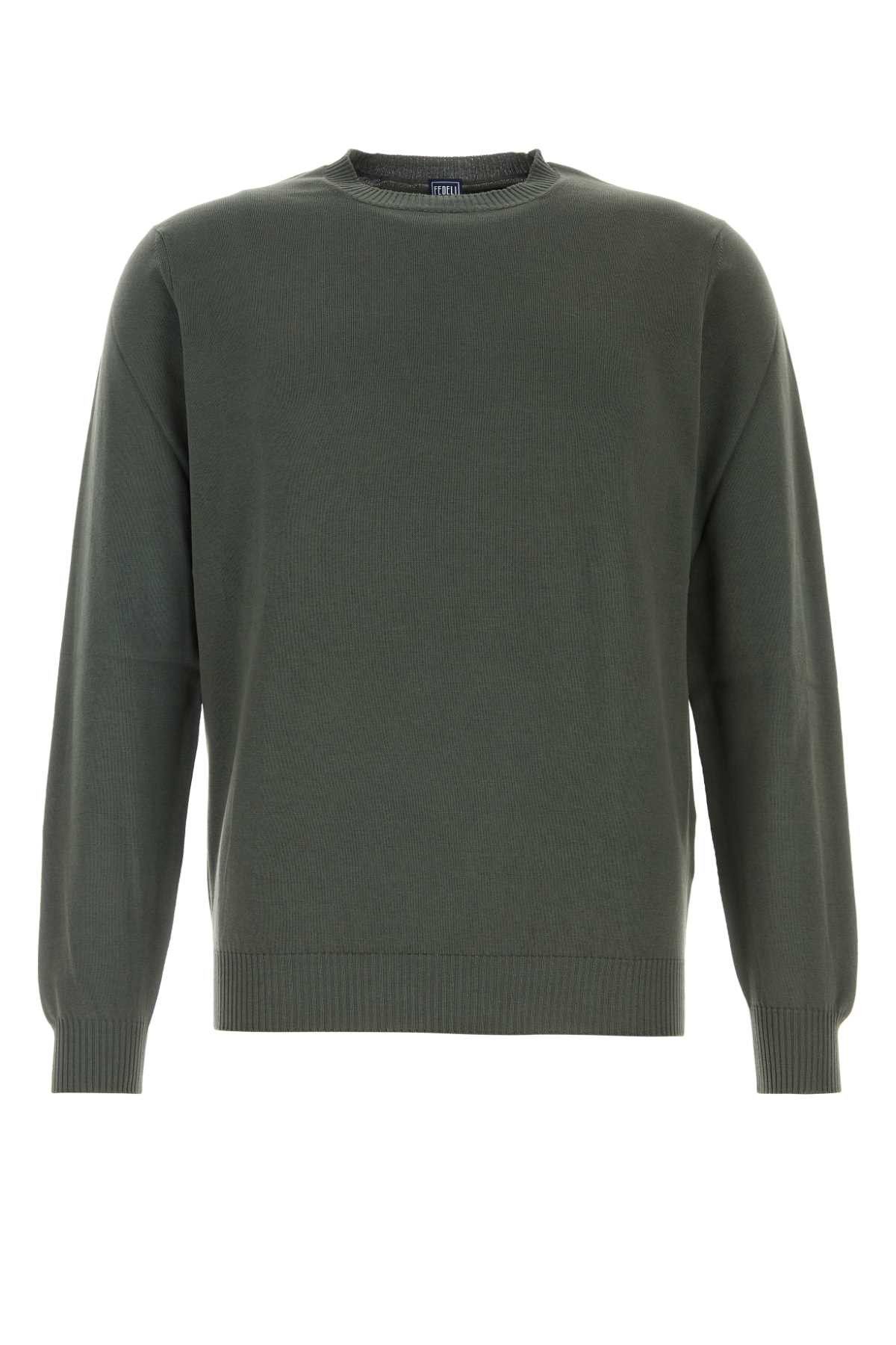 Fedeli Sage Green Cotton Sweater Size US XXL / EU 58 / 5 - 1 Thumbnail