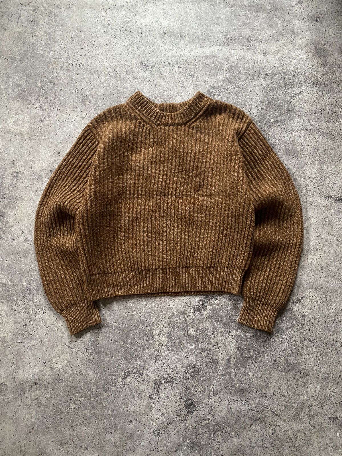 image of Grail Acne Studios Vintage Ribbed Knit Sweater in Brown, Women's (Size 2XS)