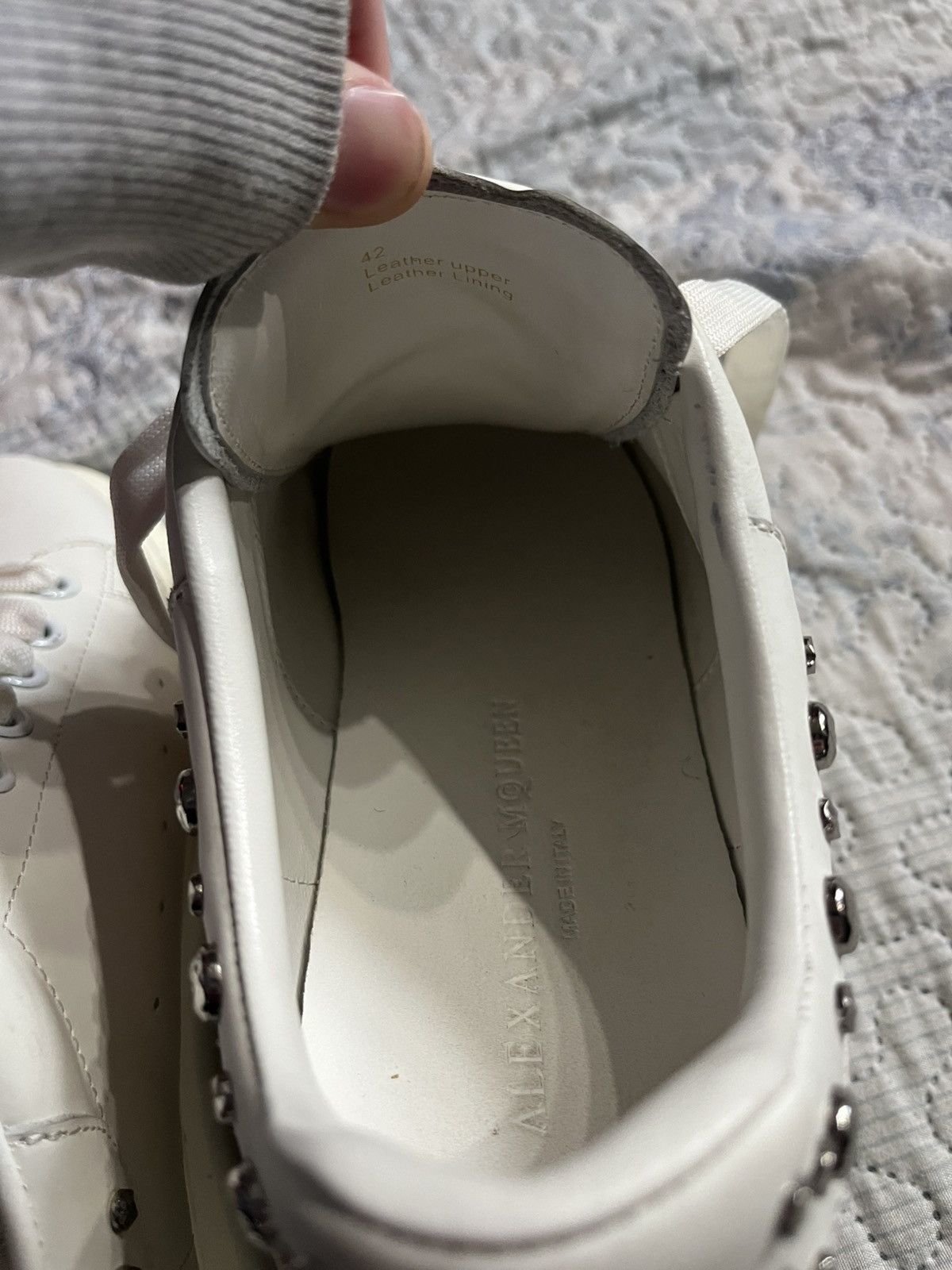 Alexander McQueen Alexander Mcqueen White Studded Oversized Low Top Sneakers Size US 12 / IT 42 - 8 Thumbnail