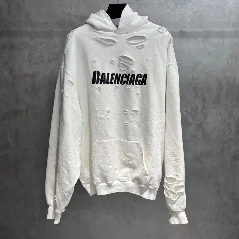 Balenciaga White Logo Print Distressed Sweatshirt Size US XS / EU 42 / 0 - 1 Thumbnail