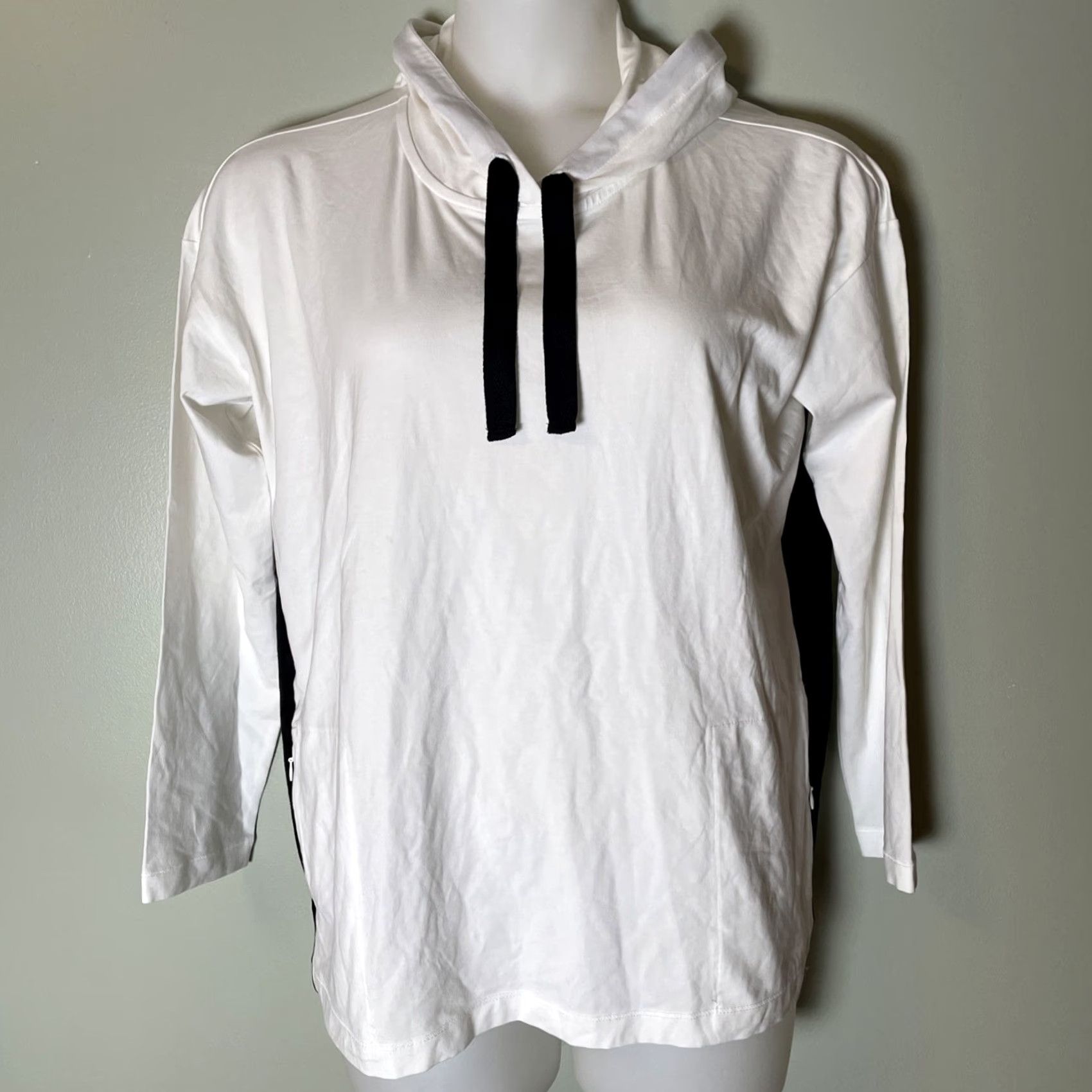 J. Jill J Jill Progress Color Block Hoodie L White Zip Pockets Athleisure Hoodie Ladies Long Sleeve Colorblock Size L / US 10 / IT 46 - 6 Thumbnail