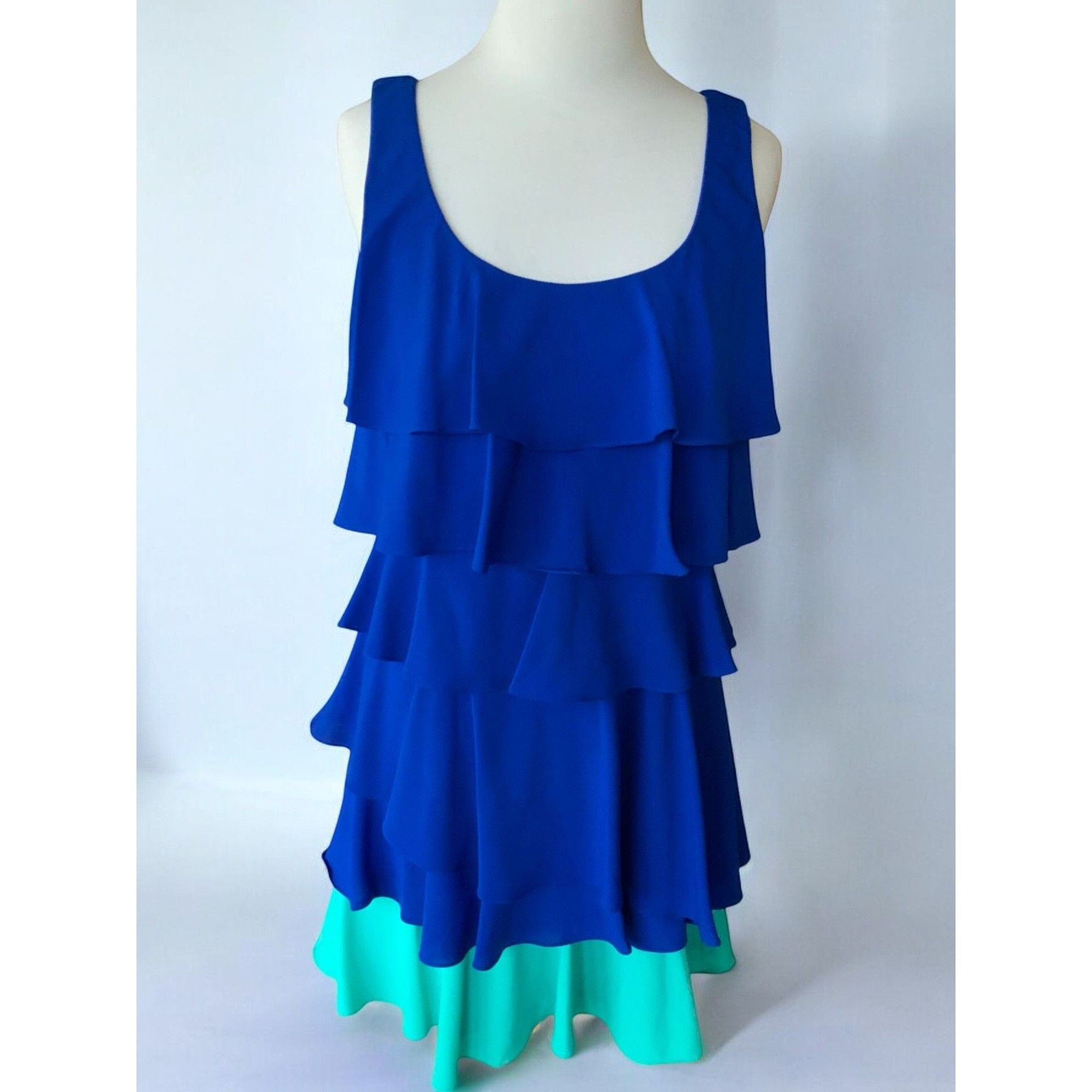 Calvin Klein Calvin Klein Womens Blue Aqua Tiered Sleeveless Dress 8 Size M / US 6-8 / IT 42-44 - 9 Thumbnail