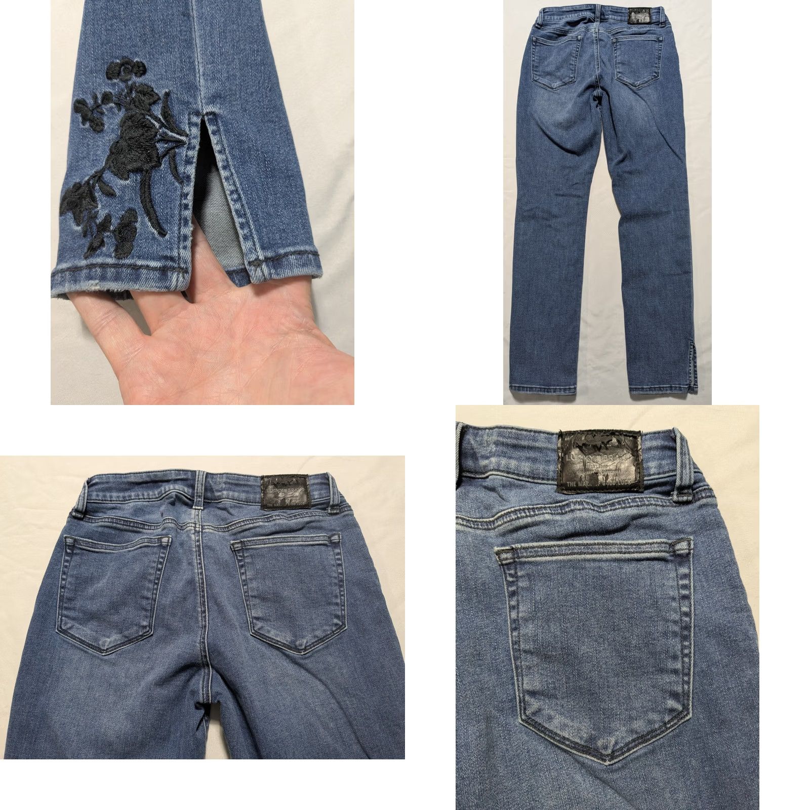 Lucky Brand LUCKY Lolita Skinny Ankle Jeans Floral Embroidered - Women 8 Stretch Denim Blue Size 8/29 Size 30" / US 8 / IT 44 - 10 Thumbnail