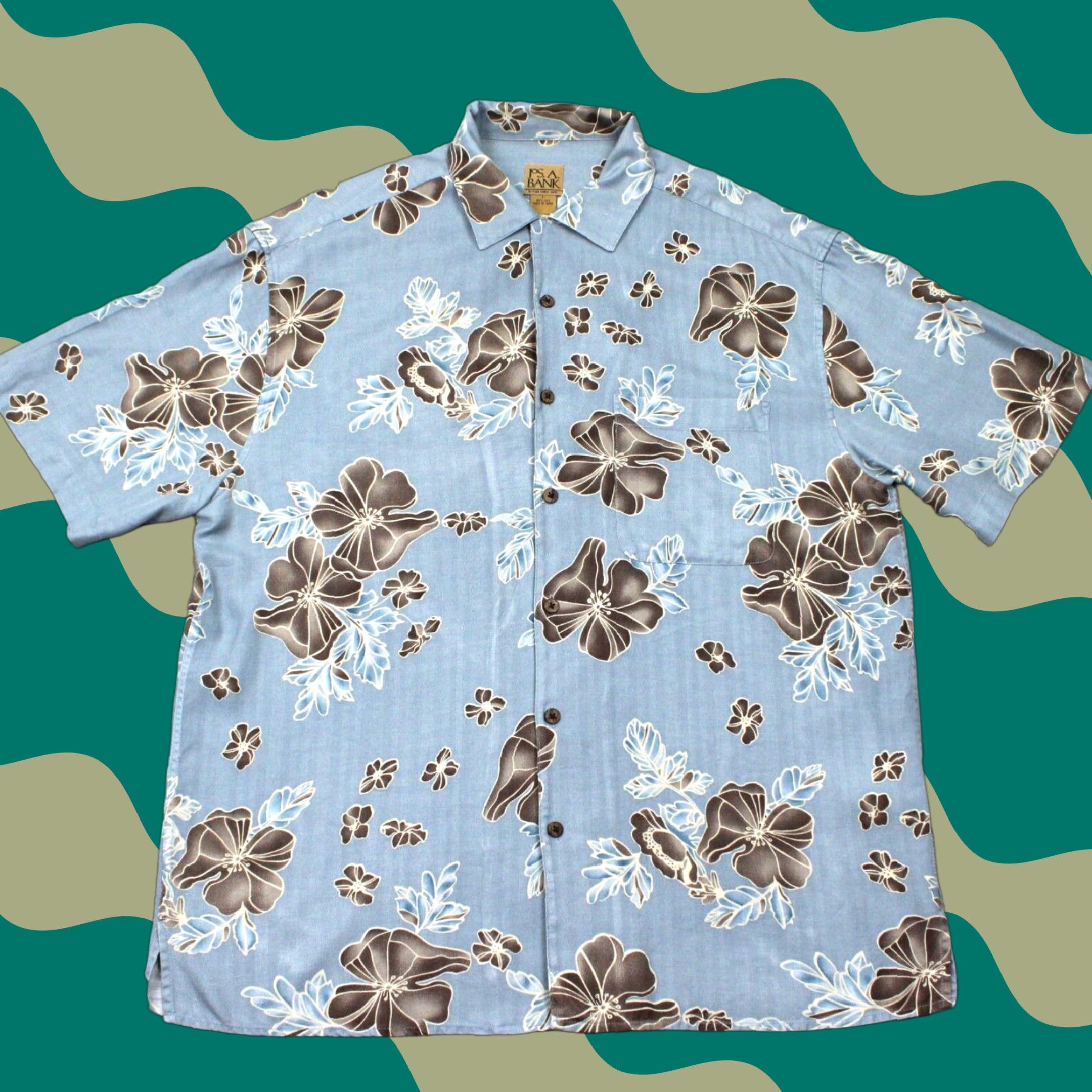 Jos. A. Bank Jos. A. Bank Shirt Mens Large Blue Floral 100% Silk Short Sleeve Button Up Size US L / EU 52-54 / 3 - 1 Thumbnail