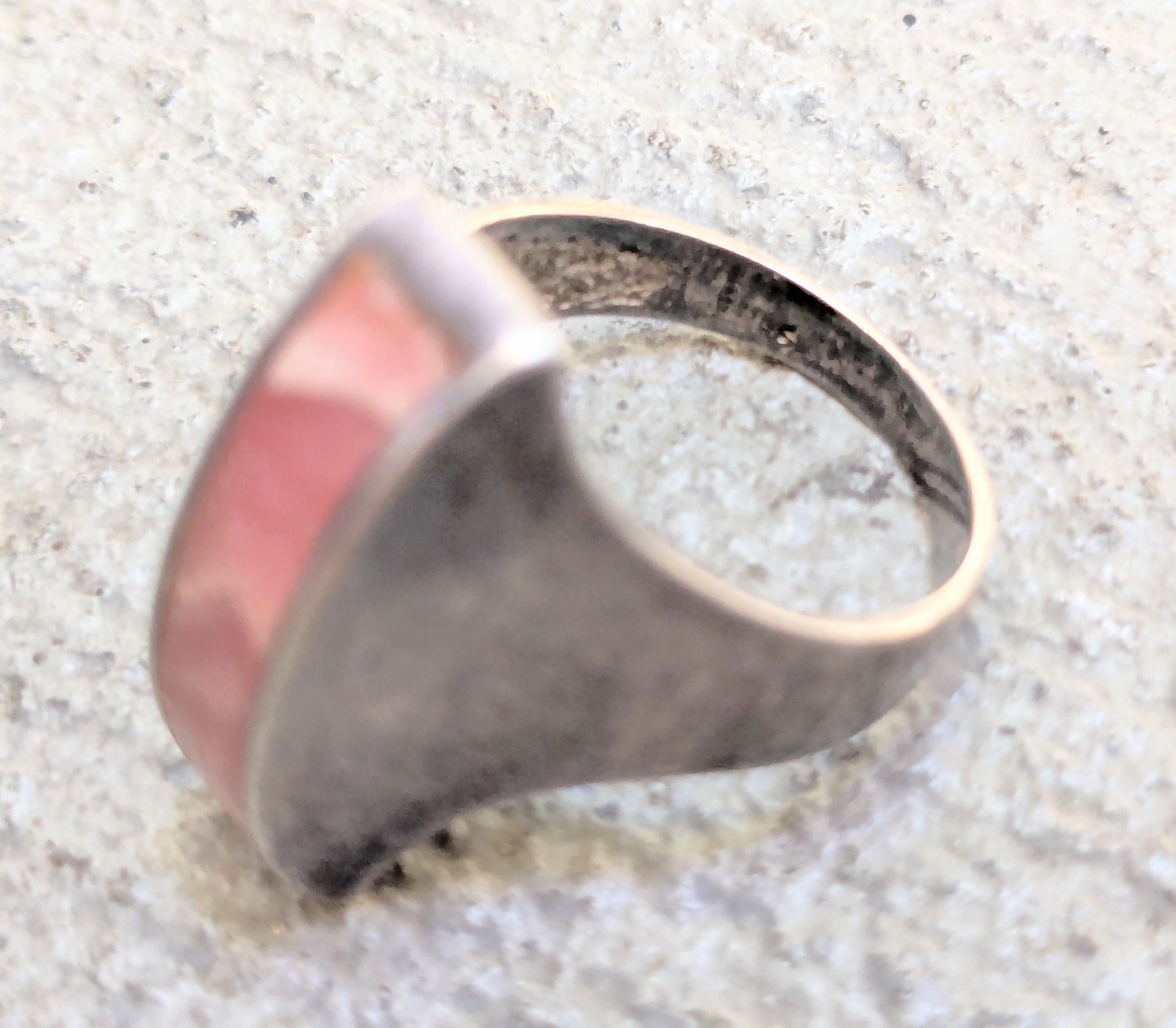 Jewelry × Sterling Silver Vintage Sterling Silver Ring Rhodochrosite 6 Modern Abstract Size ONE SIZE - 7 Thumbnail