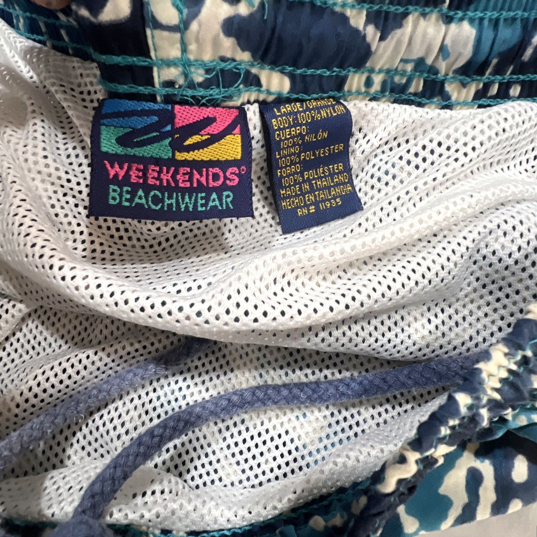 Vintage Weekends Beachwear Men’s Large Lined Swim Trunks Swimsuit Pockets Nylon Drawstr Size US 33 - 6 Thumbnail