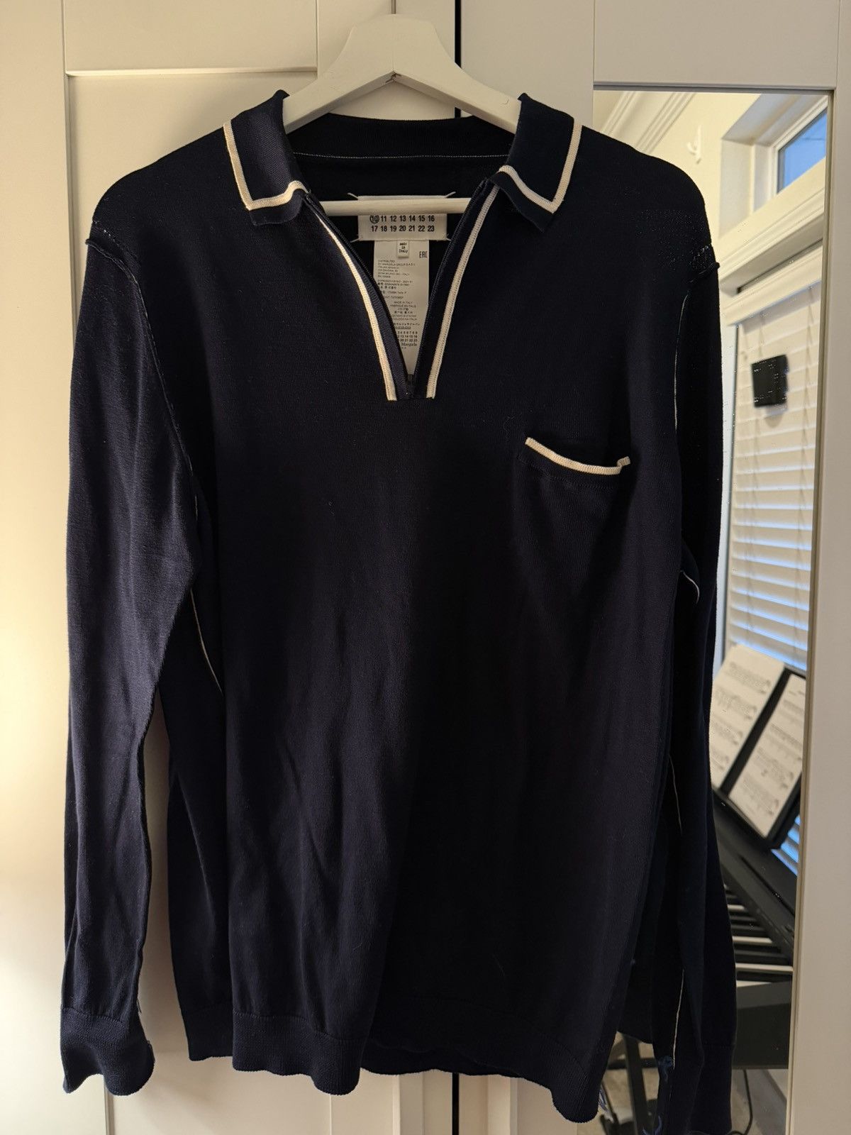 Maison Margiela Maison margiela Navy Knit Long Sleeve Polo Size US S / EU 44-46 / 1 - 8 Thumbnail