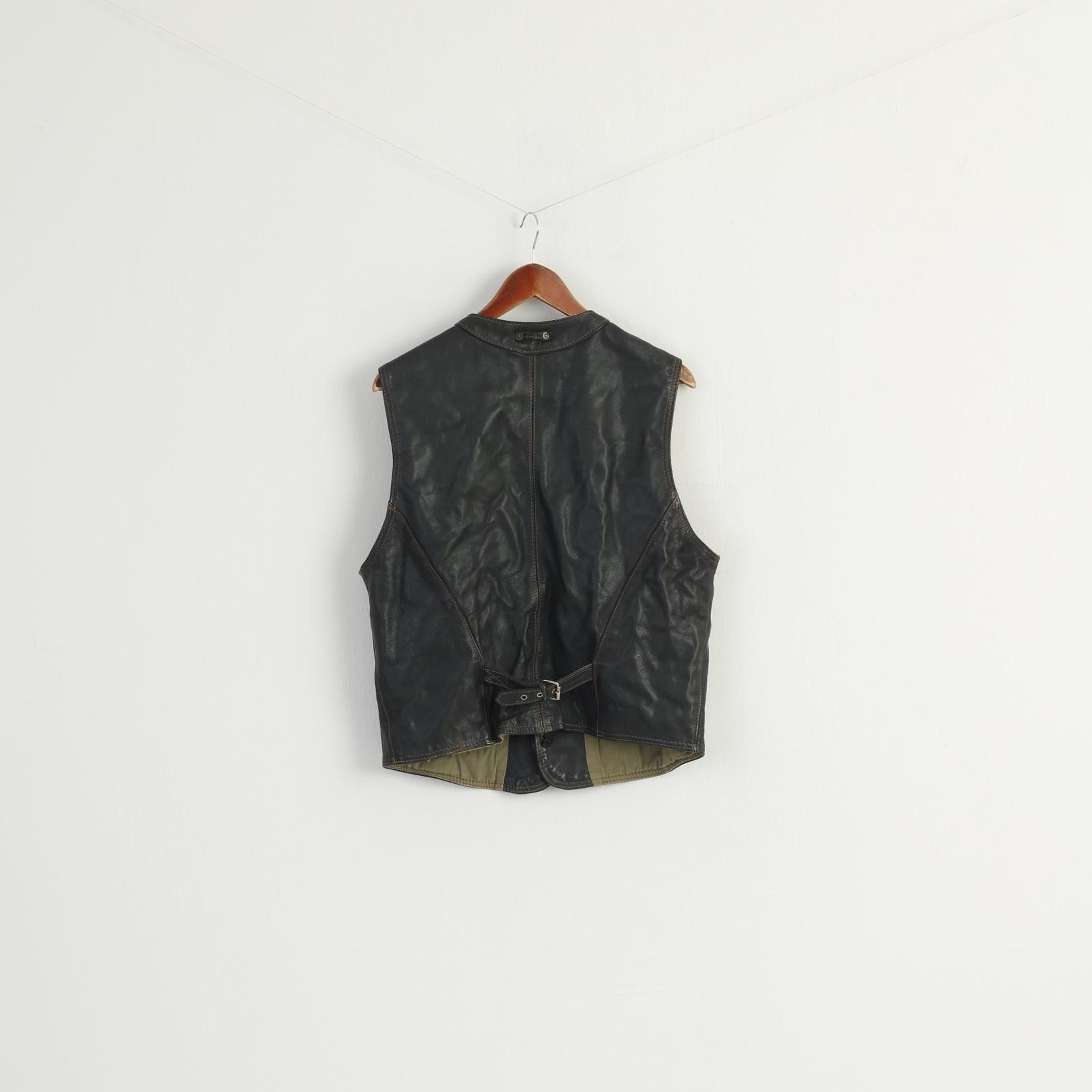 Vintage Louis International Men M Waistcoat Black Leather 8850 Size US M / EU 48-50 / 2 - 6 Thumbnail
