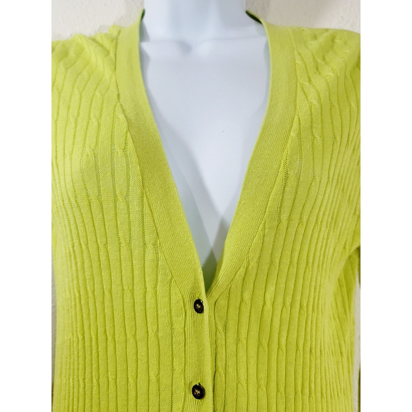 Other JCP Lime Green V Neck Button Up Cardigan Sweater Small Size S / US 4 / IT 40 - 5 Thumbnail