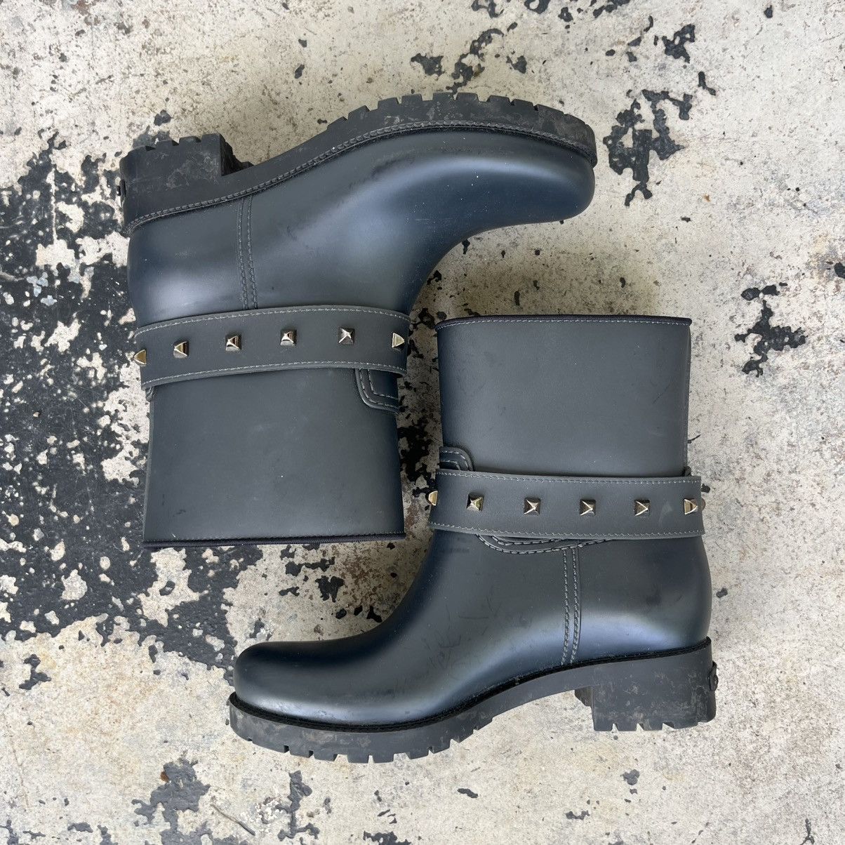 Karl Lagerfeld Karl Lagerfeld navy studded rain biker boots size eu 37 Size US 6 / IT 36 - 2 Thumbnail