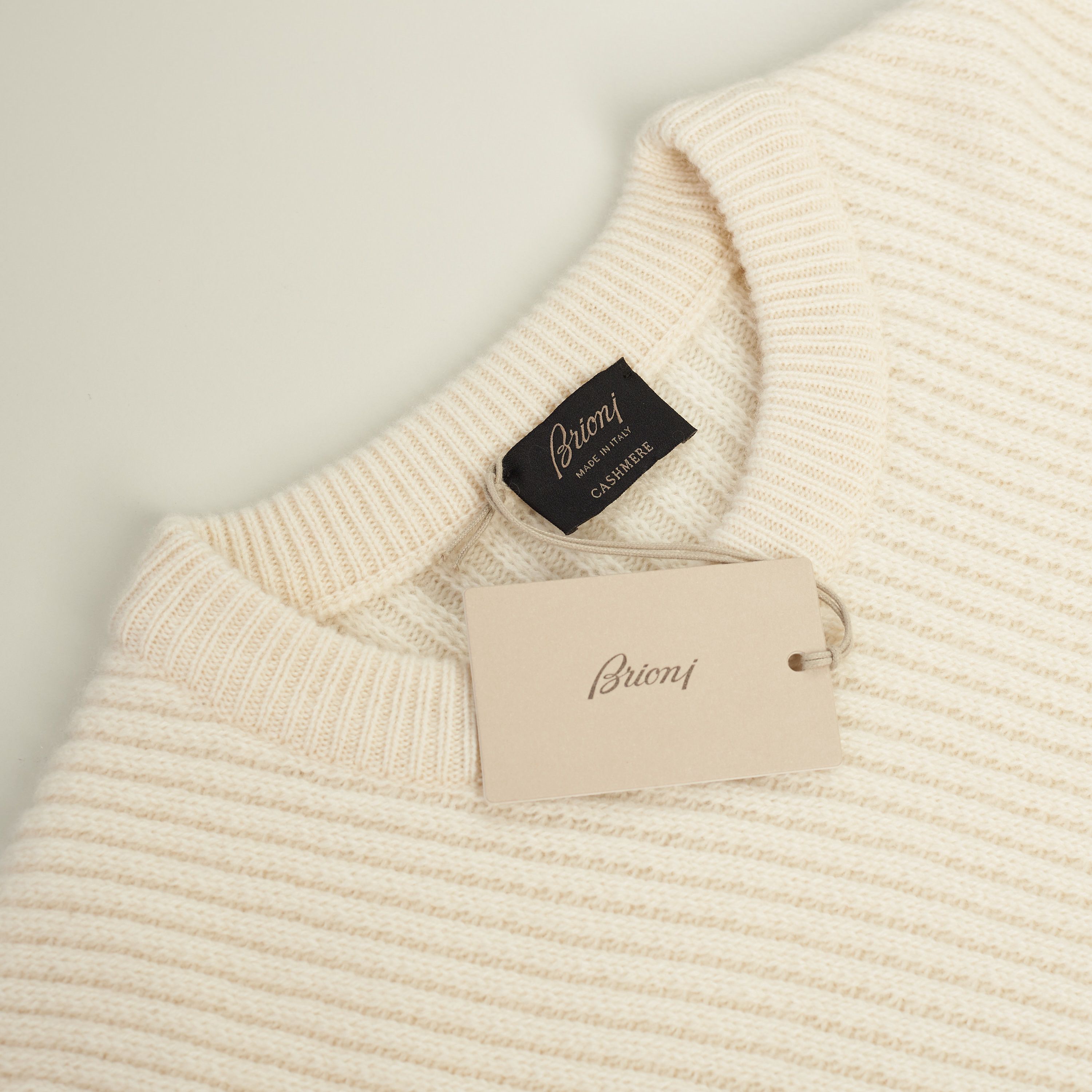 Brioni Ivory White Crew Neck Sweater - Sustainable Cashmere Size US XL / EU 56 / 4 - 9 Thumbnail