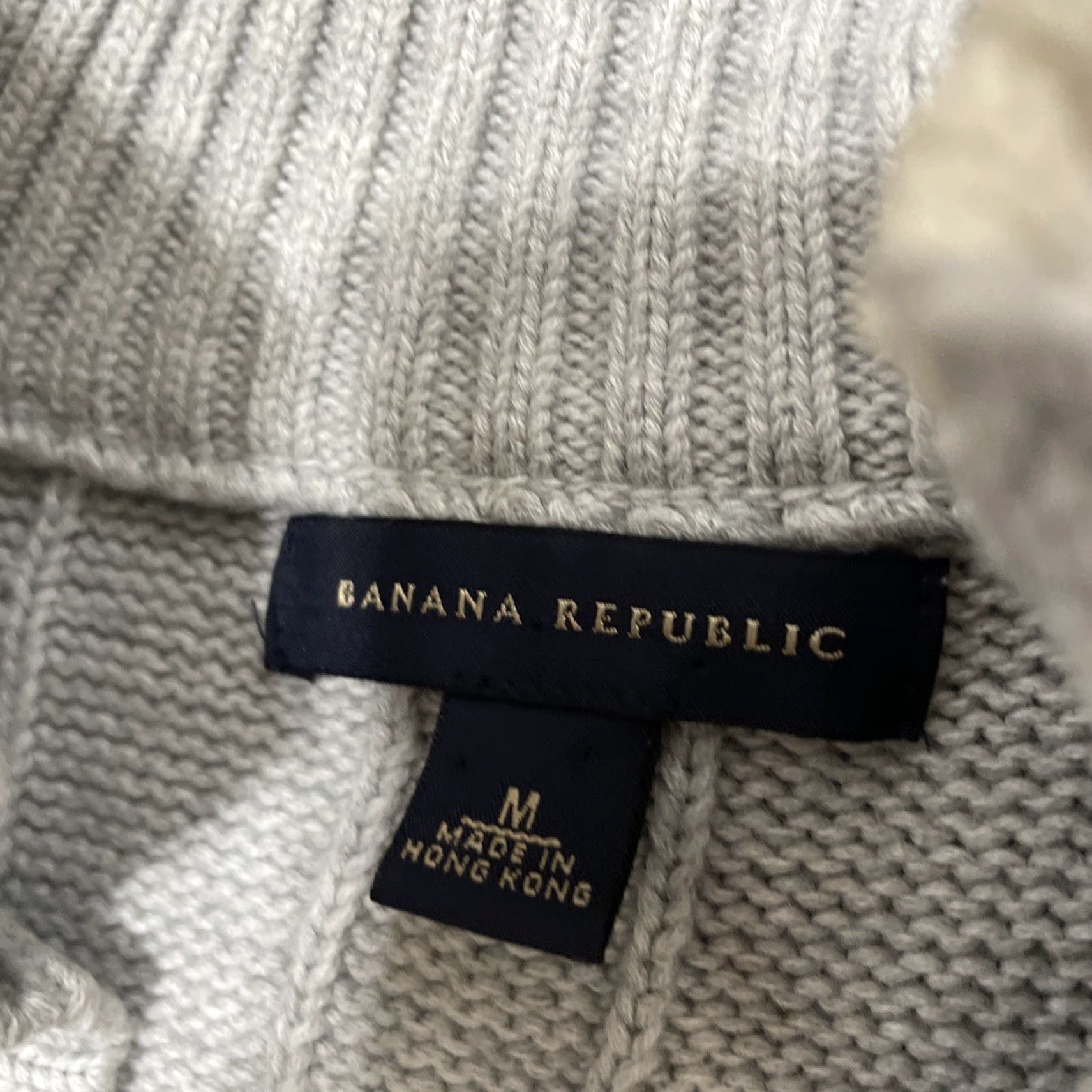 Banana Republic VINTAGE Banana Republic Sweater Men M Gray Cable Knit Open Collar Yacht Old Money Shirt (Not allowed: new words). Size US M / EU 48-50 / 2 - 6 Thumbnail