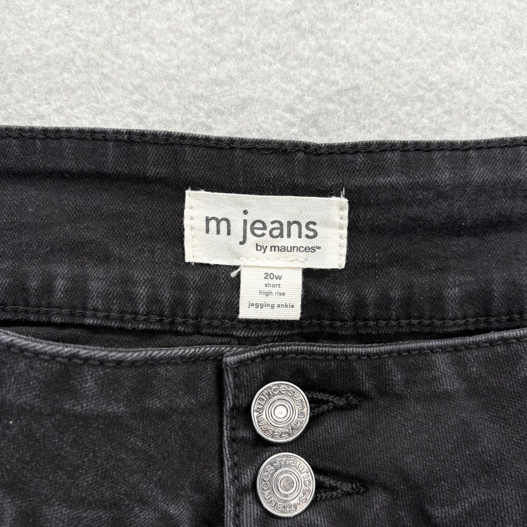 Vintage Maurices M Jeans Jegging Ankle Black High Rise Distressed Women 20W Short Jeans Slim Pockets 5-Pocket Denim Cotton Polyester Spandex Size 42" / US 20 - 4 Thumbnail