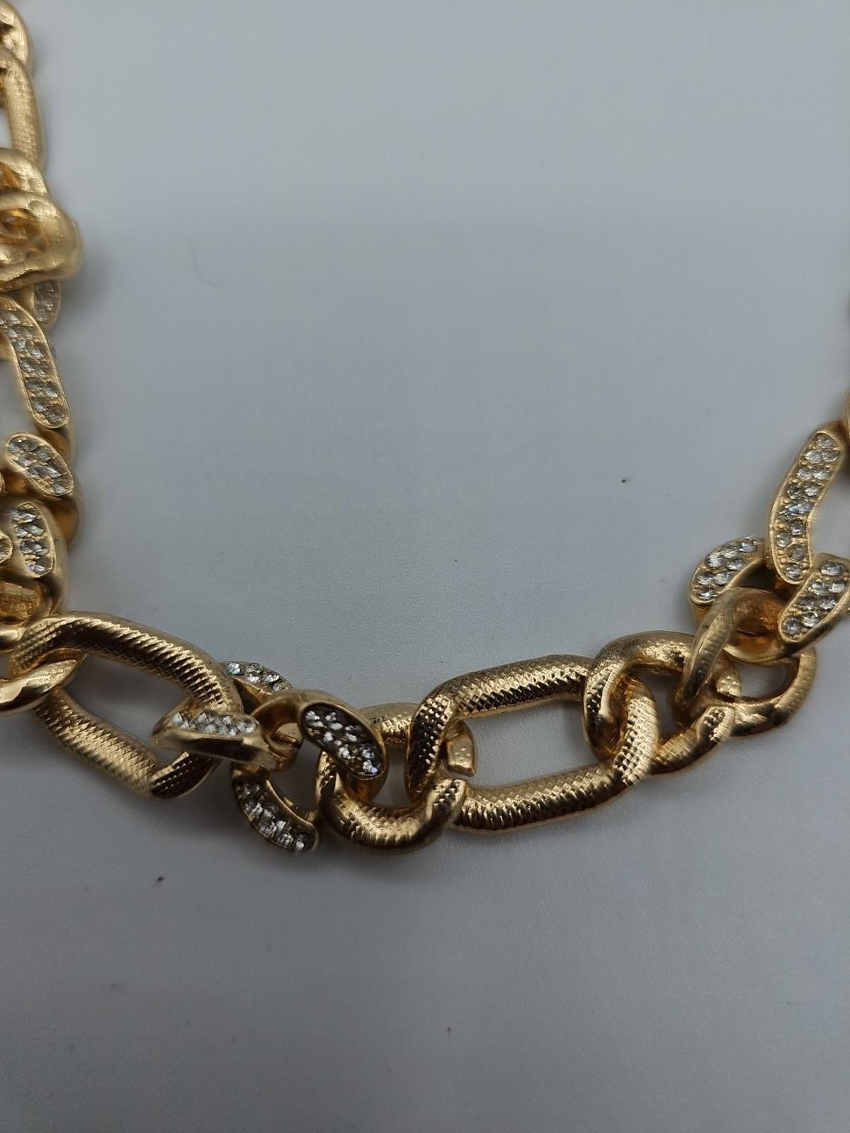 The Unbranded Brand Textured chain necklace with clear rhinestone inlay pave 16" Size ONE SIZE - 4 Thumbnail
