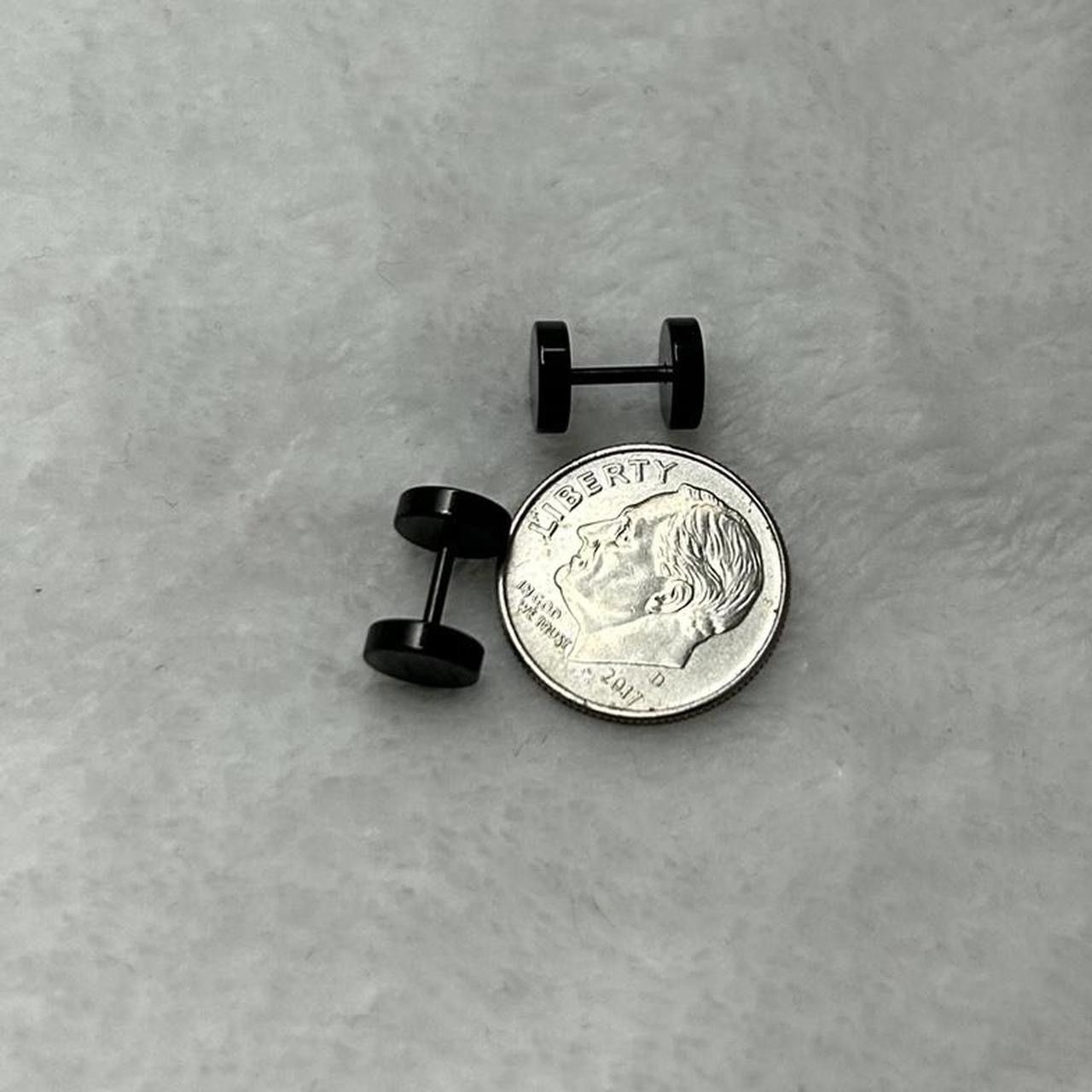 Jewelry Black Flat Round Plugs Stud Earrings - ERG Size ONE SIZE - 3 Thumbnail