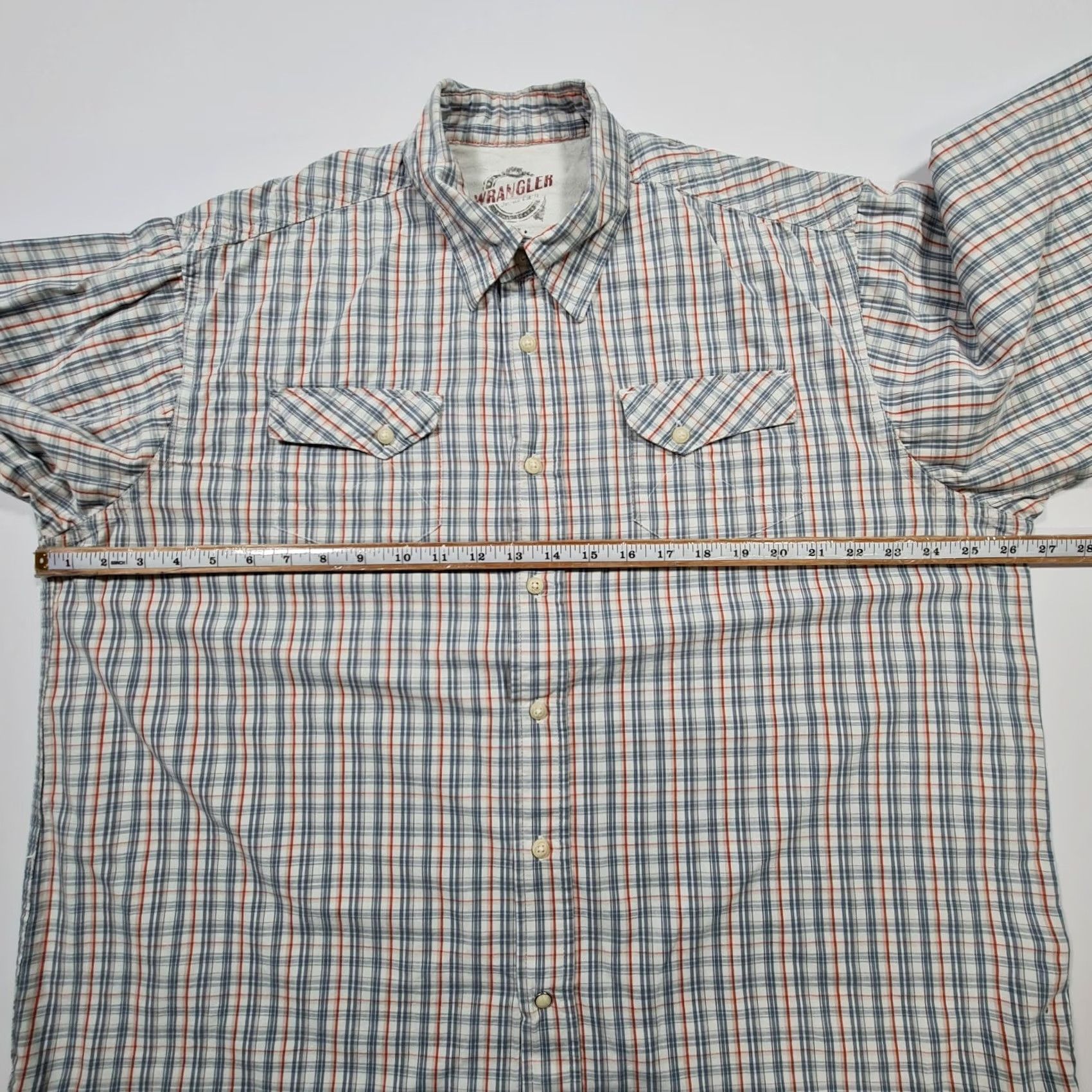 Wrangler Wrangler Shirt Mens XL Blue Check Long Sleeve Regular Fit Cotton Button Size US XL / EU 56 / 4 - 5 Thumbnail