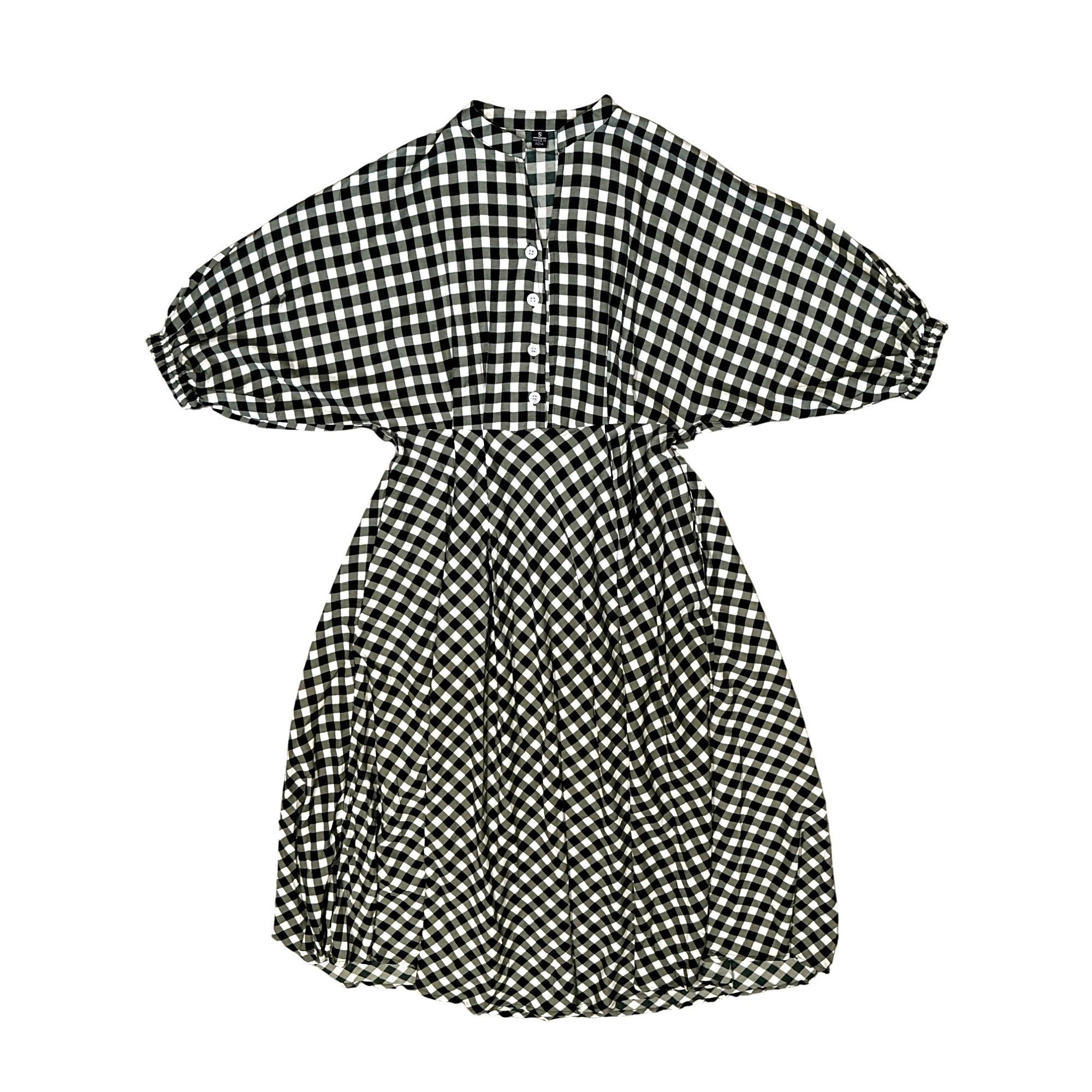Other CCC Vintage Black White Gingham Checkered Midi Dress Button Size M / US 6-8 / IT 42-44 - 5 Thumbnail