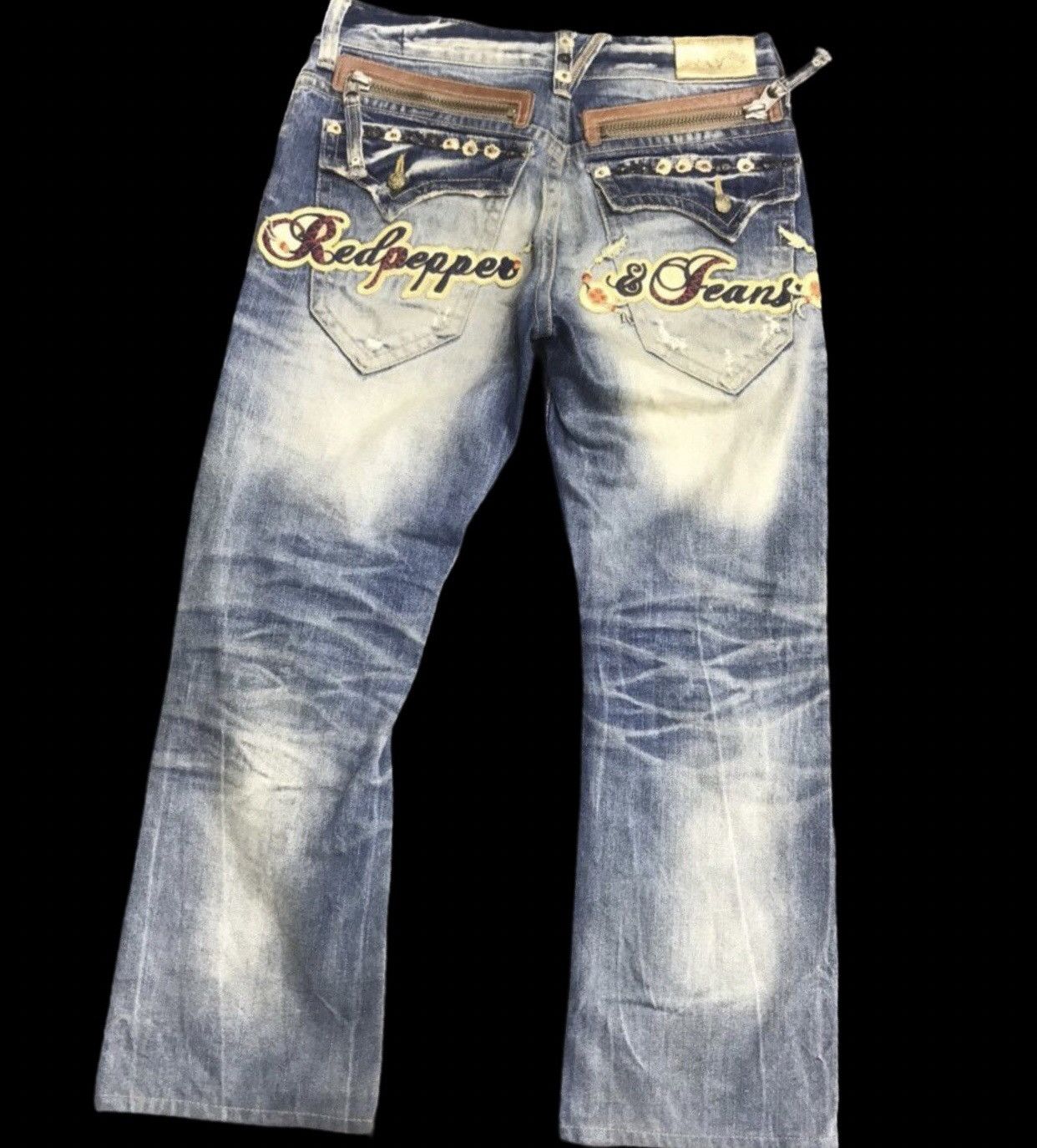 Japanese Brand Flare 🔥REDPEPPER Distressed Low Rise Jeans Size US 31 - 1 Thumbnail