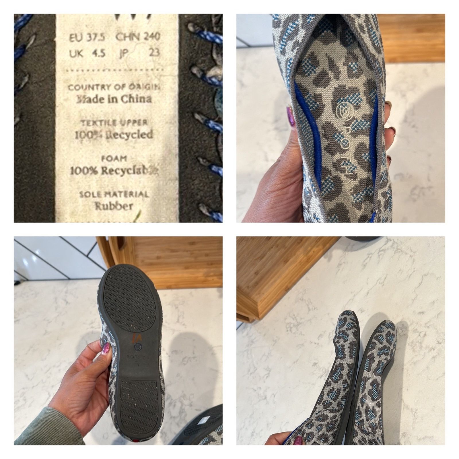 Other Rothy’s Flat Smoke Gray Spotted Leopard Print Round Toe sz 7 Size US 7 / IT 37 - 7 Thumbnail