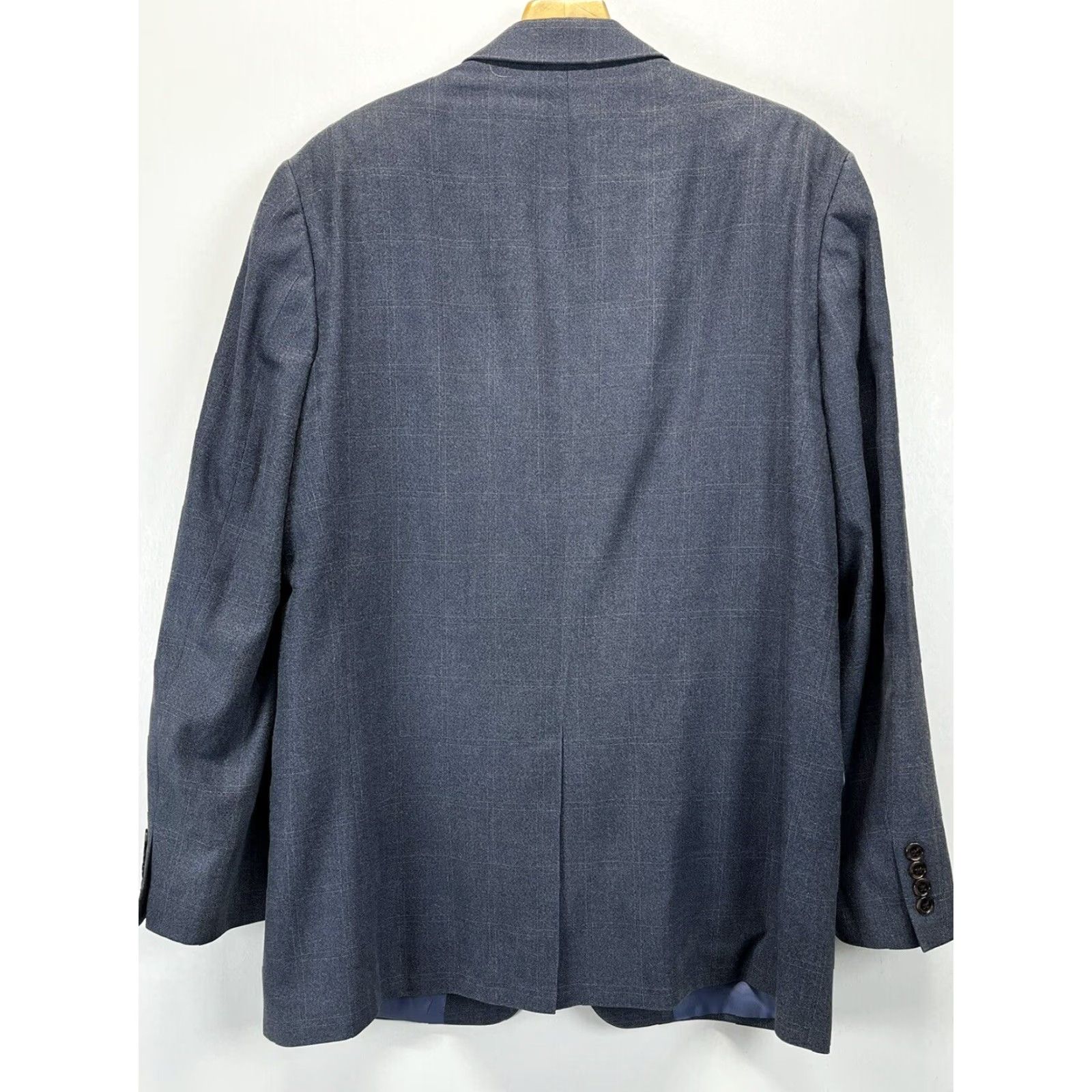 Ralph Lauren VINTAGE Ralph Lauren LRL Blue Windowpane Blazer Jacket Mens 44 Two-Button 32" Jacket 44 Blue Mens Blazer - Classic Modern Fit Size 44R - 2 Thumbnail