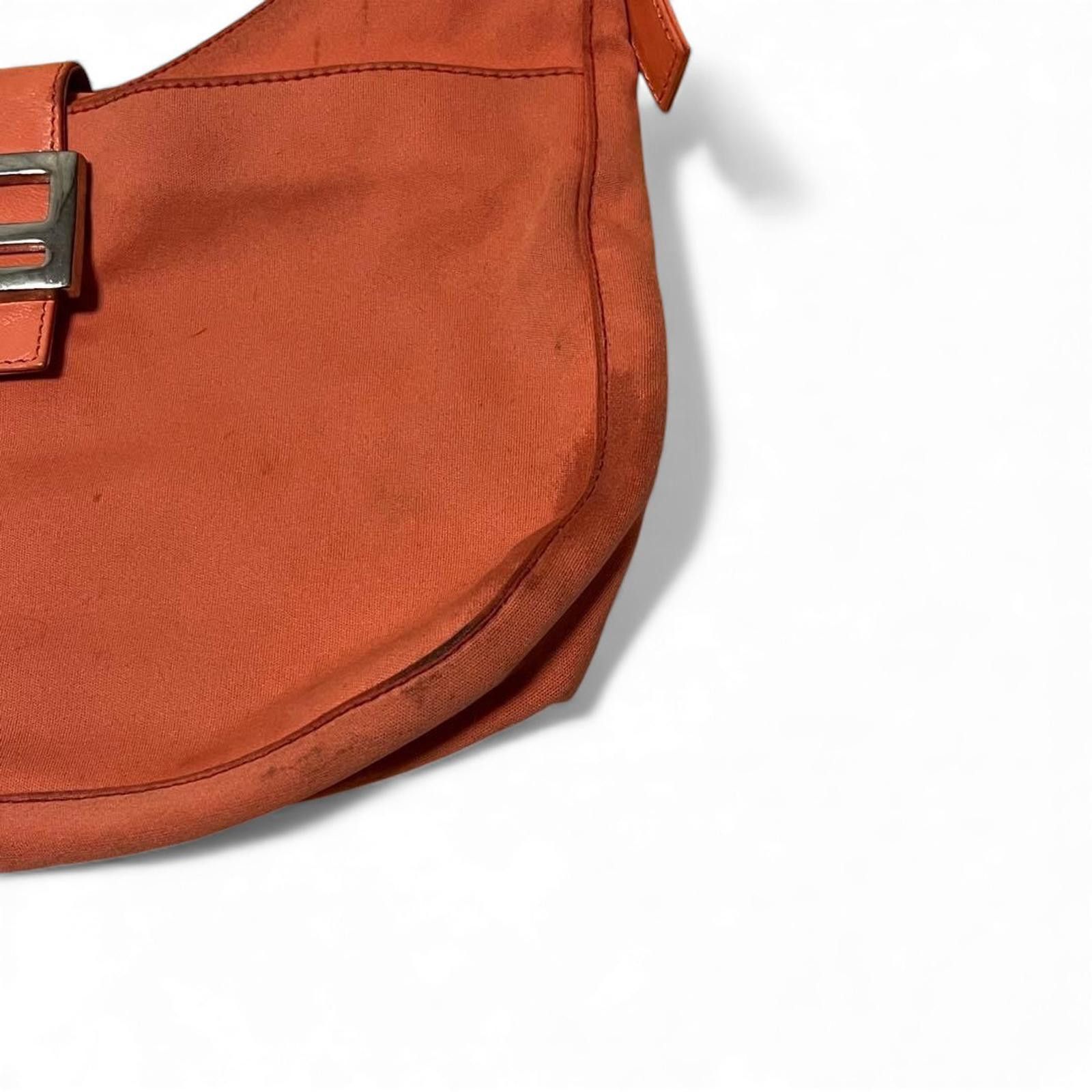 Fendi Fendi - Orange Nylon Leather Shoulder Bag Silver Buckle Size ONE SIZE - 5 Thumbnail
