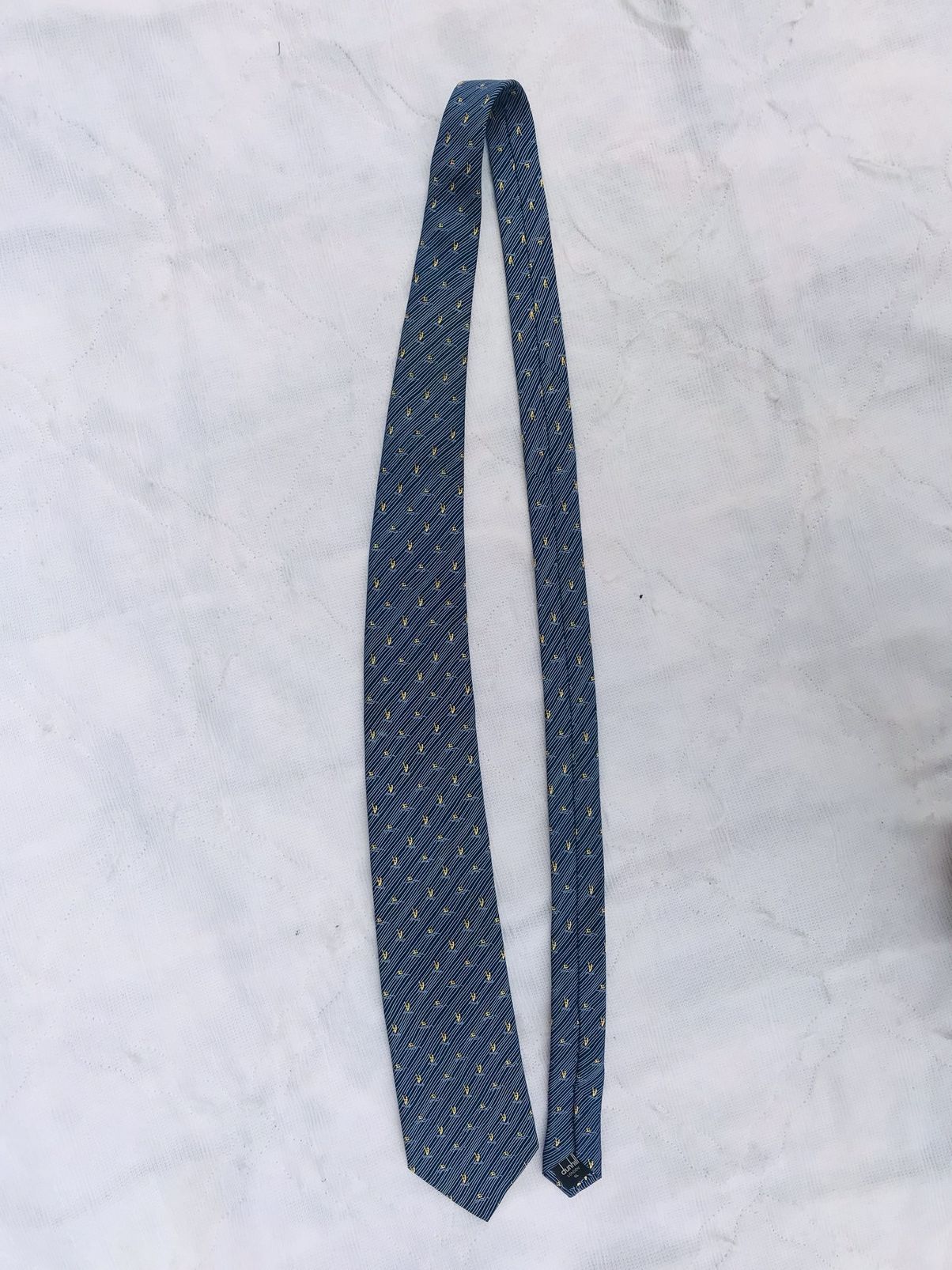 Alfred Dunhill Dunhill Blue Yellow Geometric TIE Blue 100% SILK NECKTIE Size ONE SIZE - 3 Thumbnail