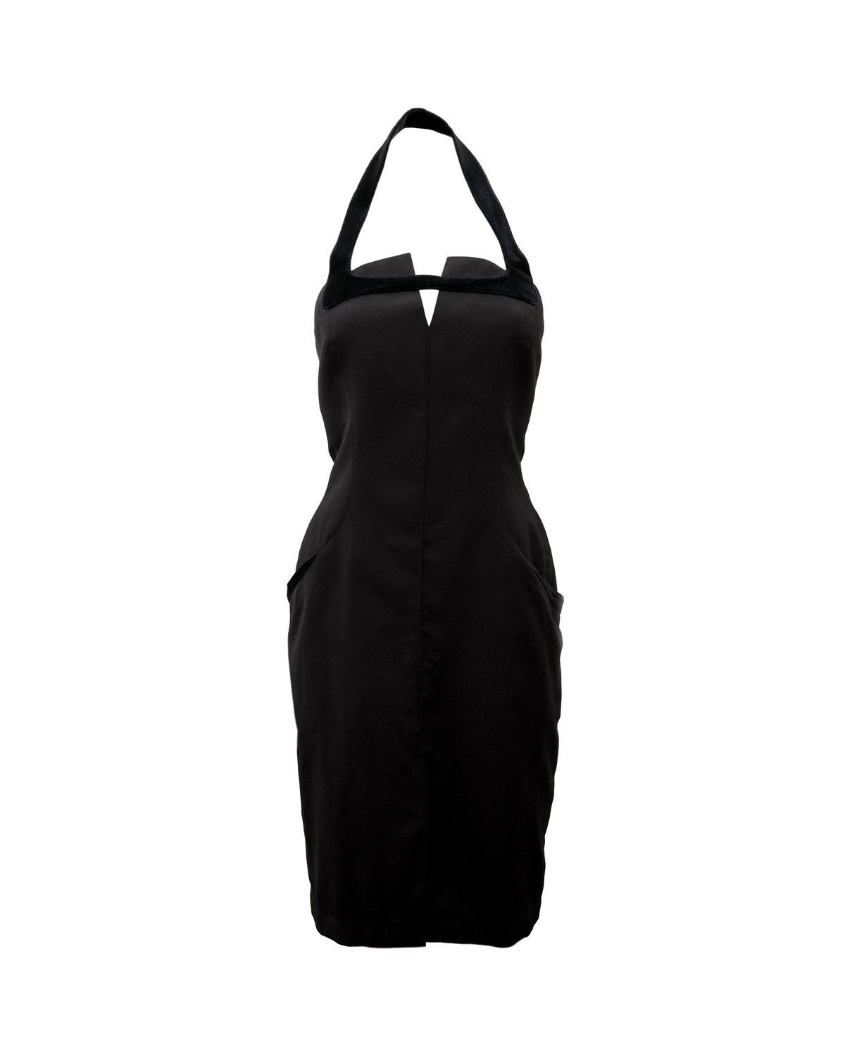 Thierry Mugler F/W 1998 Thierry Mugler Runway Velvet Trim Halter Hourglass Size M / US 6-8 / IT 42-44 - 1 Thumbnail