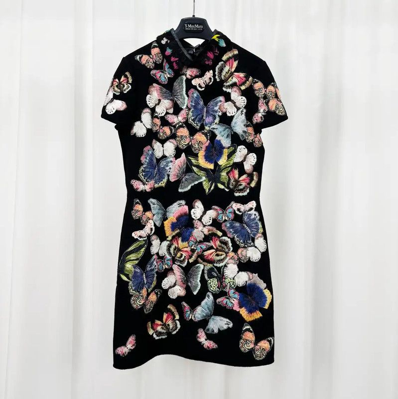 Valentino Valentino Black Wool Blend Embroidered Dress 0089 Size XL / US 12-14 / IT 48-50 - 1 Thumbnail