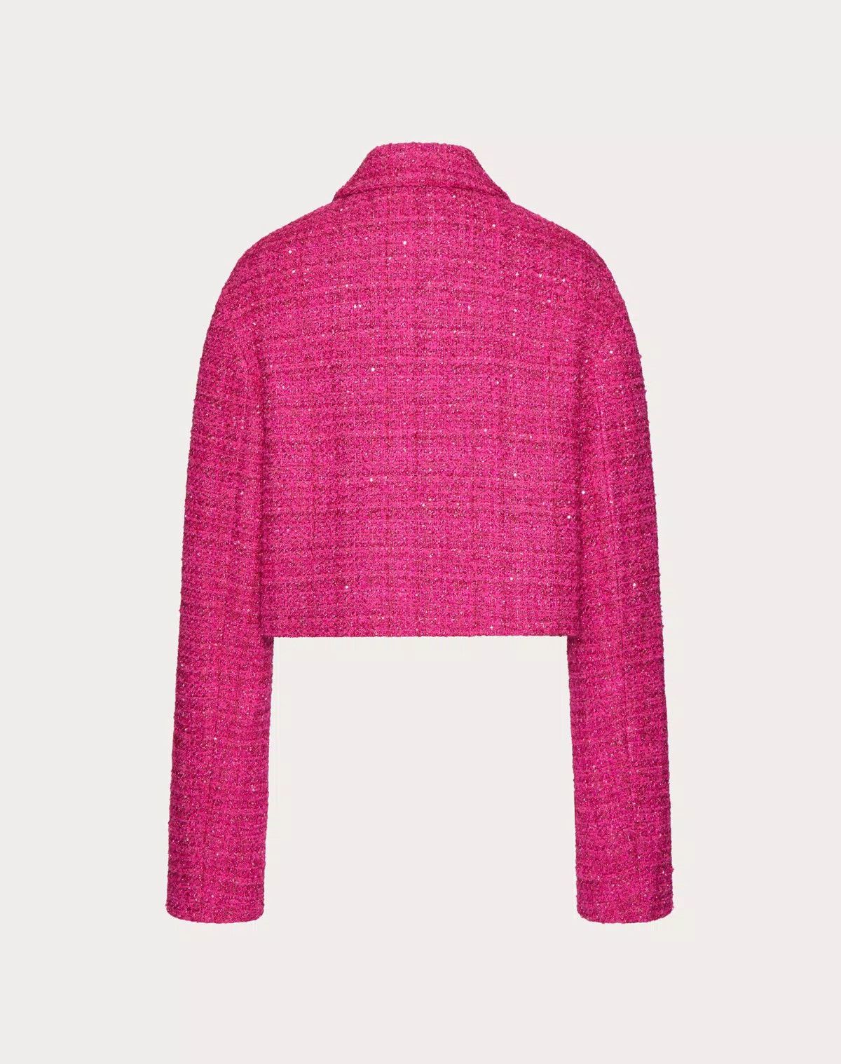 Valentino o1s1wg111125 Glaze Tweed Light Jacket in Pink Size L / US 10 / IT 46 - 3 Thumbnail