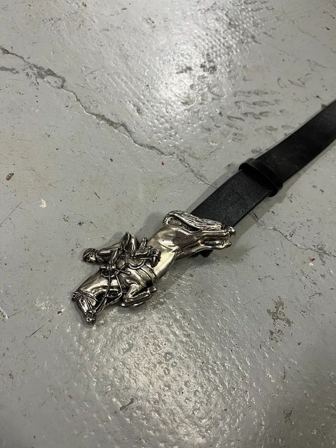 Gucci 2000s Gucci Horse Rider Buckle Black Leather Belt Size ONE SIZE - 5 Thumbnail