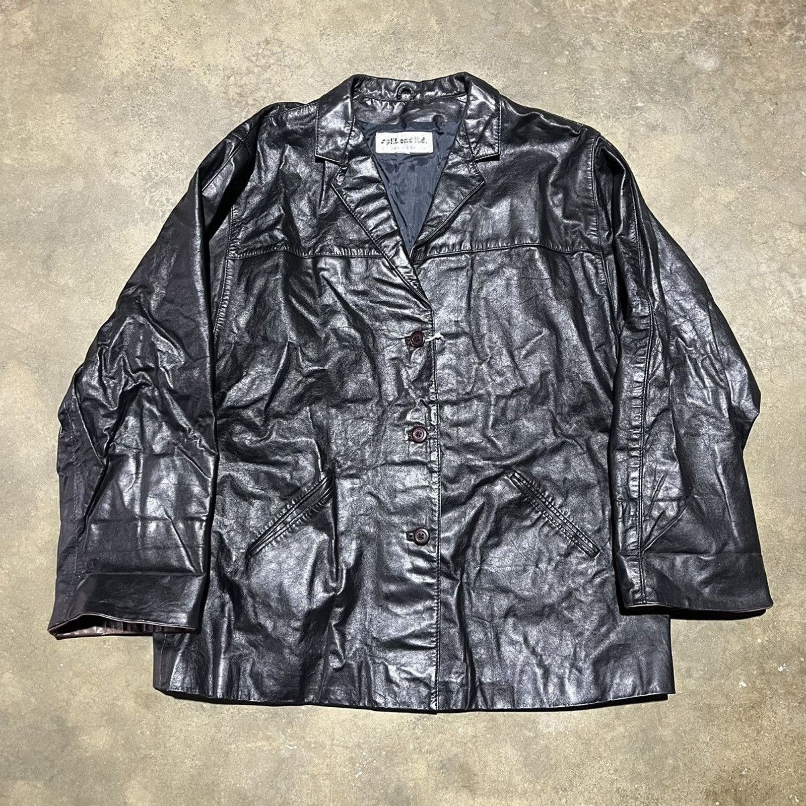 Vintage 70s Split End Black Grunge Leather Jacket - Main Image