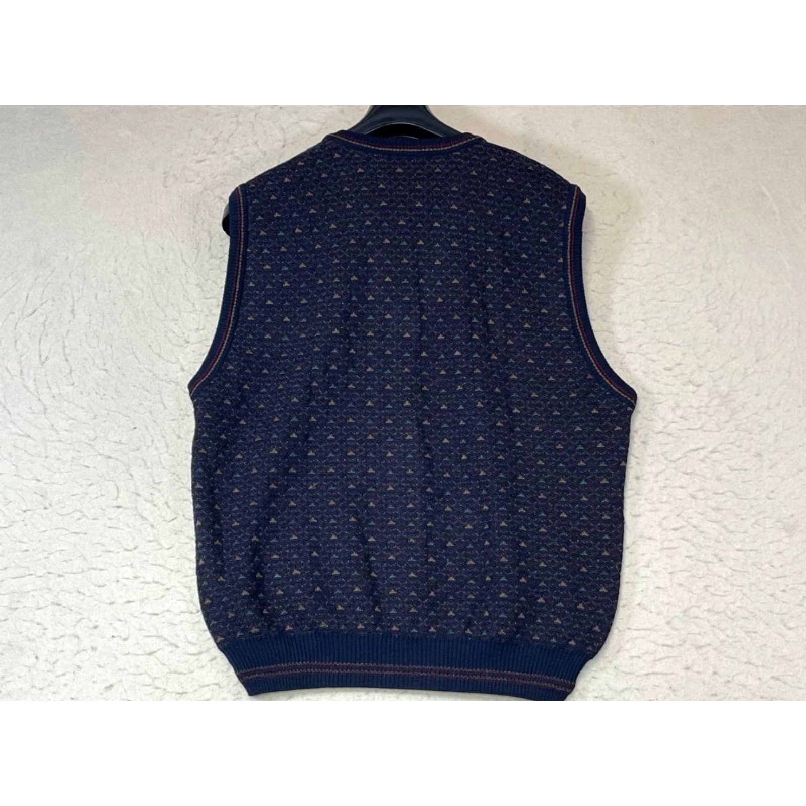 Vintage Segreto Vest Men L Wool Blue V-Neck 100% Merino Wool Sweater Vintage Preppy Granpa Style Size US L / EU 52-54 / 3 - 2 Thumbnail