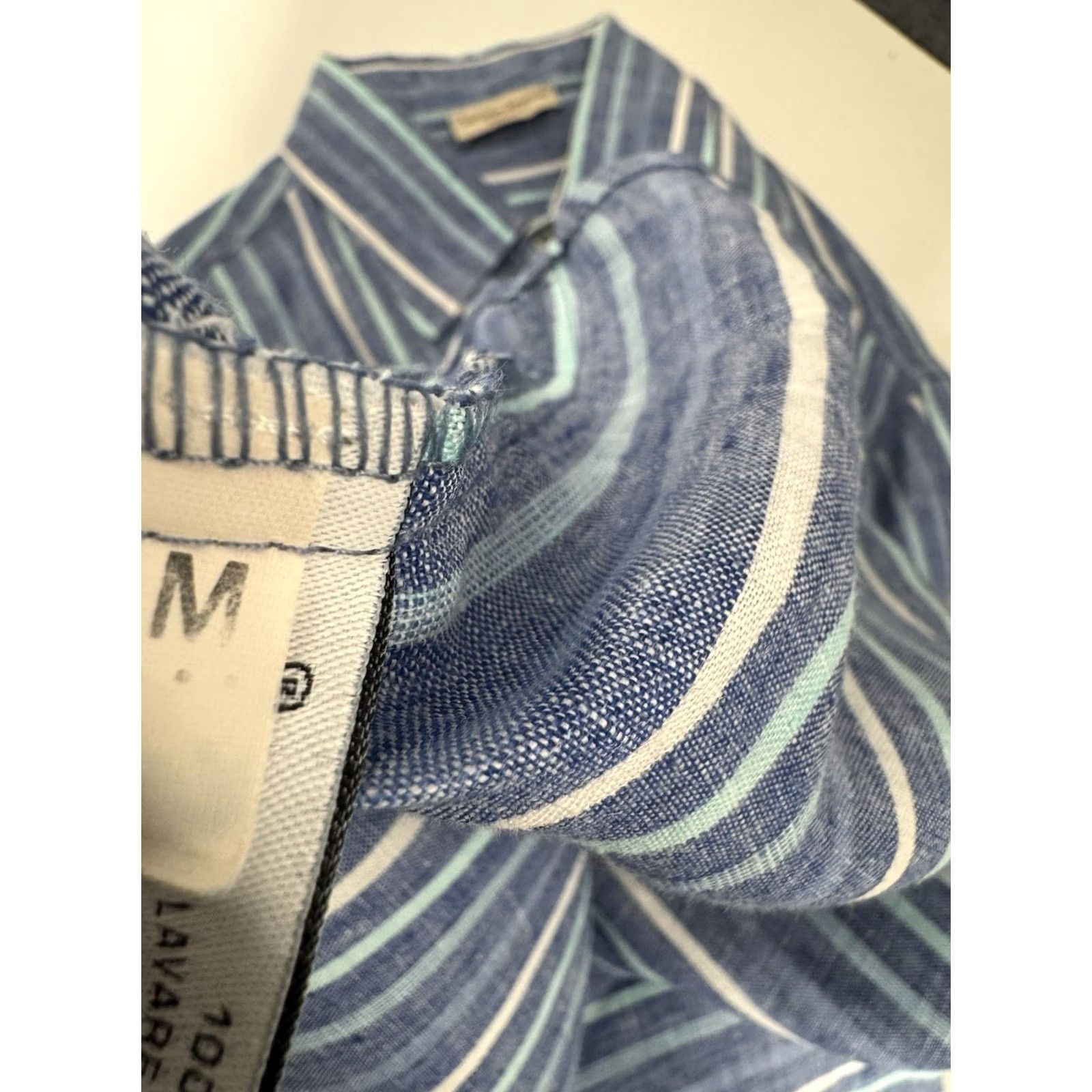 Vintage SARTORIA SARACENA / Italy - LINEN Mens M Striped Shirt - EXCELLENT Size US M / EU 48-50 / 2 - 6 Thumbnail
