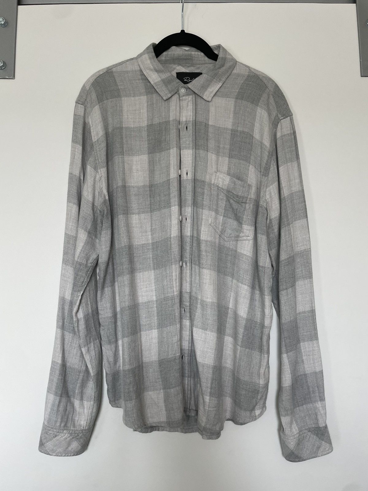 image of Rails Lennox Men Buffalo Plaid Flannel Shirt Dove White/gray in Grey (Size Large)
