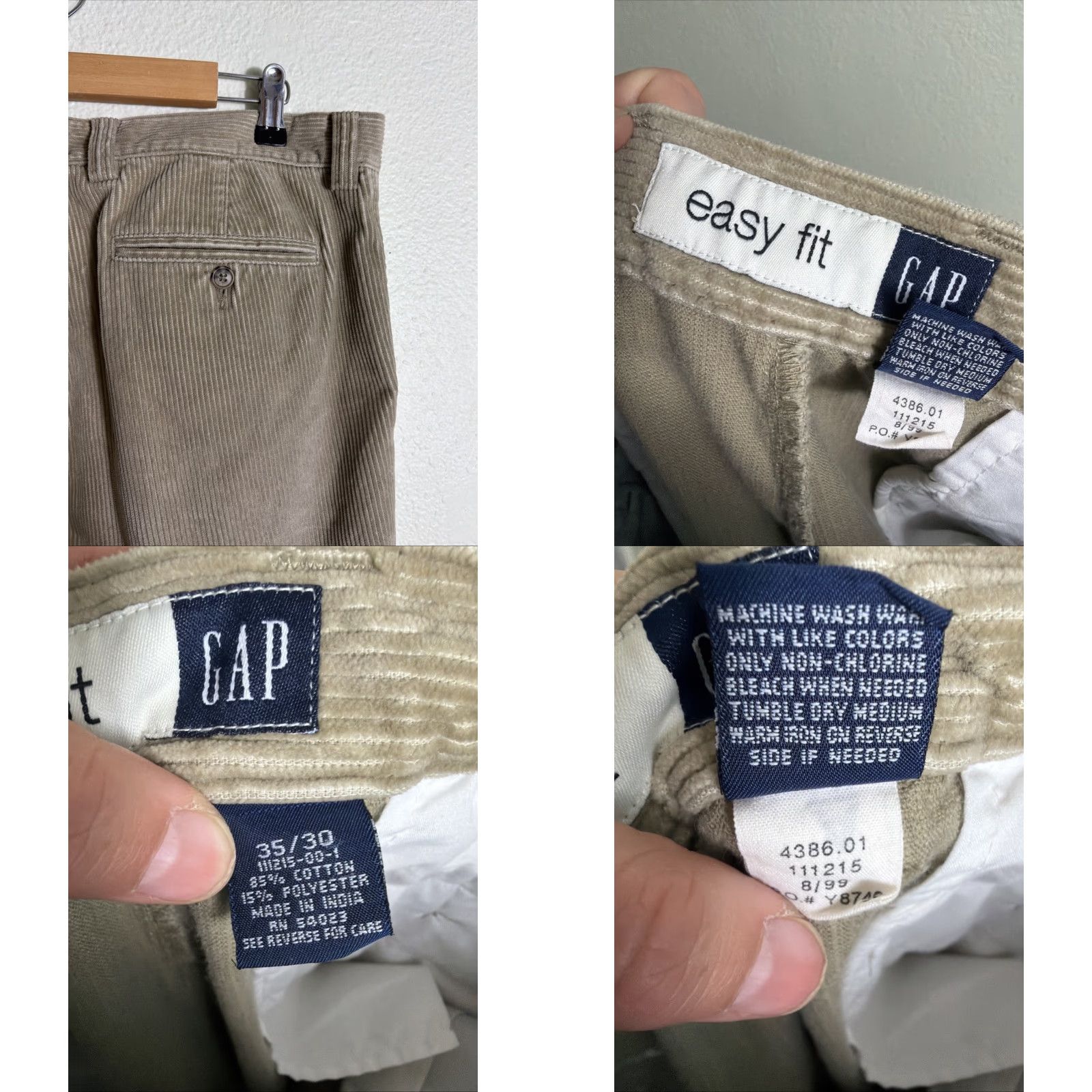 Gap VINTAGE Gap Easy Fit Corduroy Pants Mens 32 34 29 Beige Tan 90s Grunge Cuffed Straight Pockets 5-Pocket Chino Size US 34 / EU 50 - 9 Thumbnail