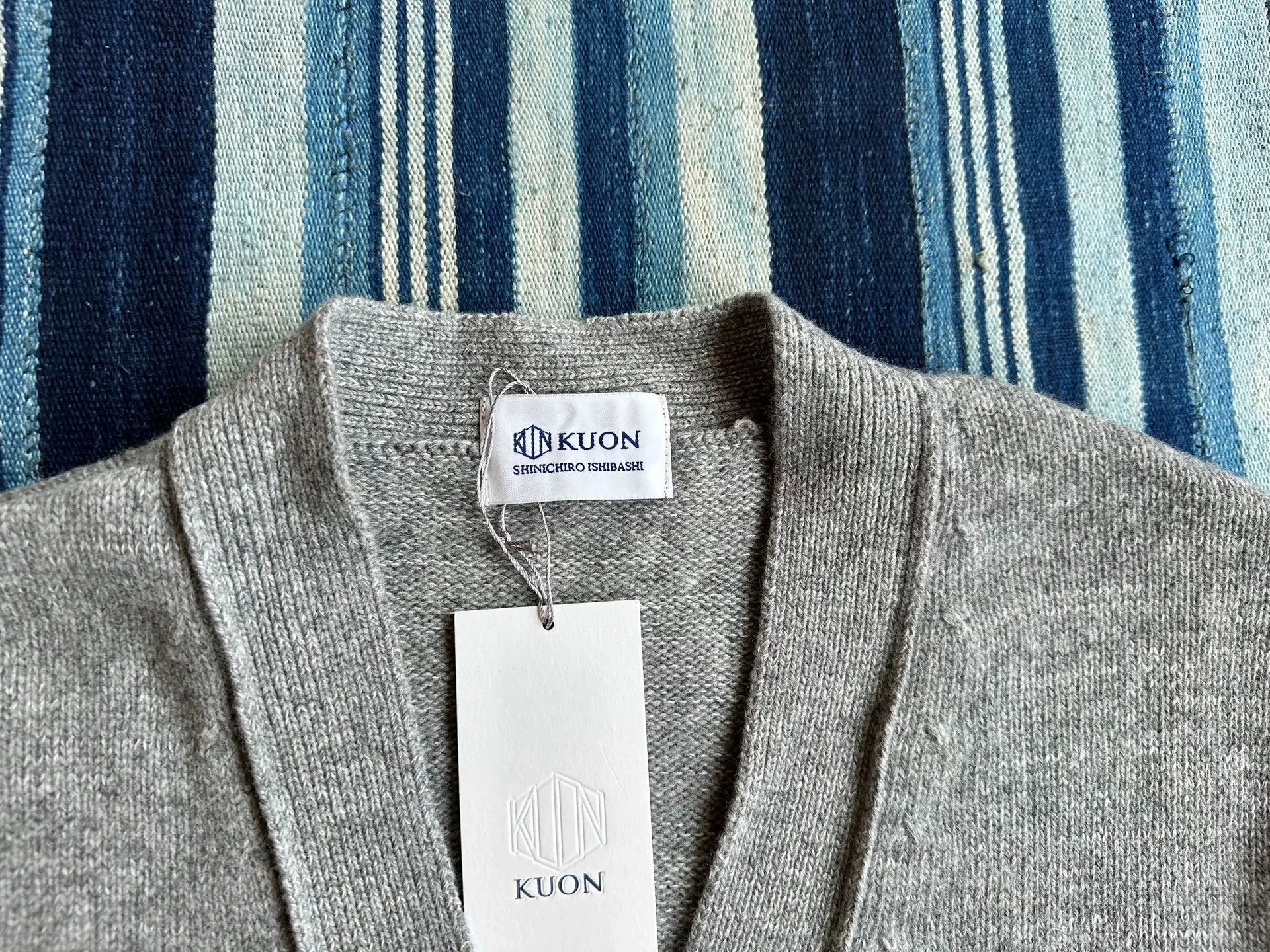 KUON KUON Zig-Zag Cardigan Shibori Wool Blend Totem Japan L NWT Size US L / EU 52-54 / 3 - 4 Thumbnail