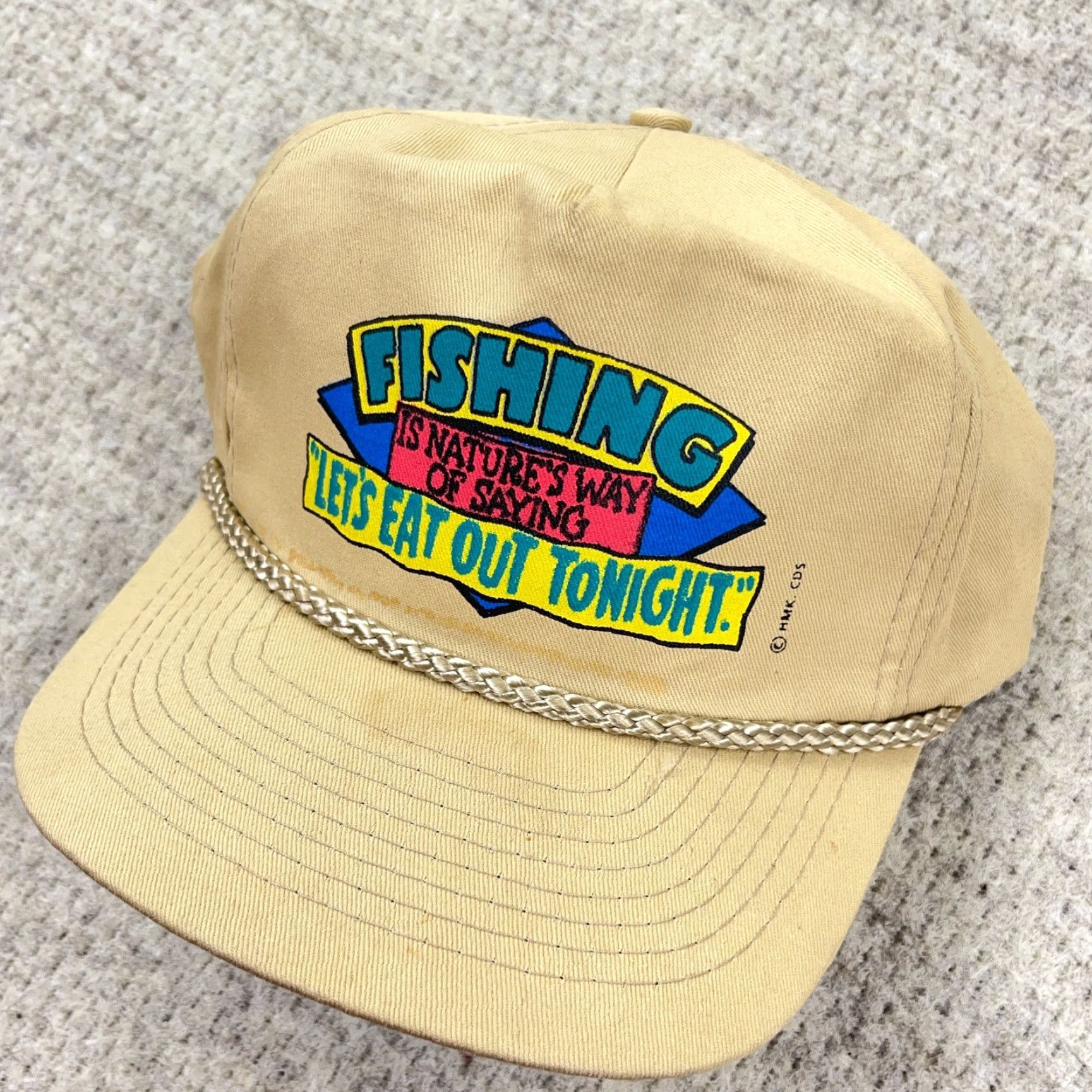 Roper VINTAGE Desiner Pro Fishing Trucker Hat Cap Snapback 90s Funny Joke Beige One Size Mens Size ONE SIZE - 3 Thumbnail