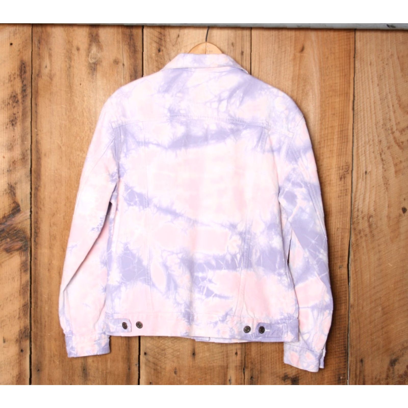Levi's VINTAGE LEVI'S Ex-Boyfriend Pink & Purple Tie Dye Denim Trucker Jacket Sz. S Size 28" / US 6 / IT 42 - 6 Thumbnail