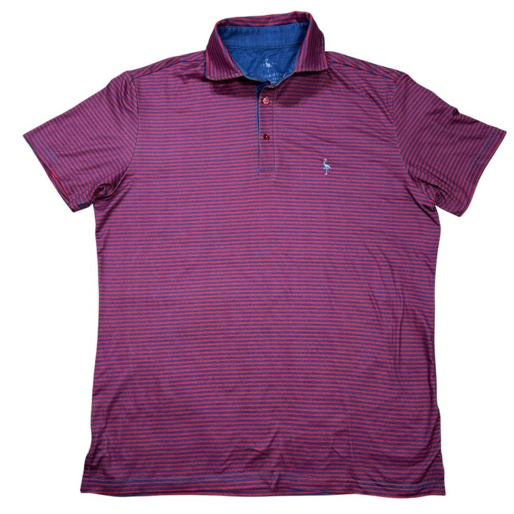 Tailorbyrd TailorByrd Striped Red Blue Performance Polo Shirt Size M Size US M / EU 48-50 / 2 - 1 Thumbnail