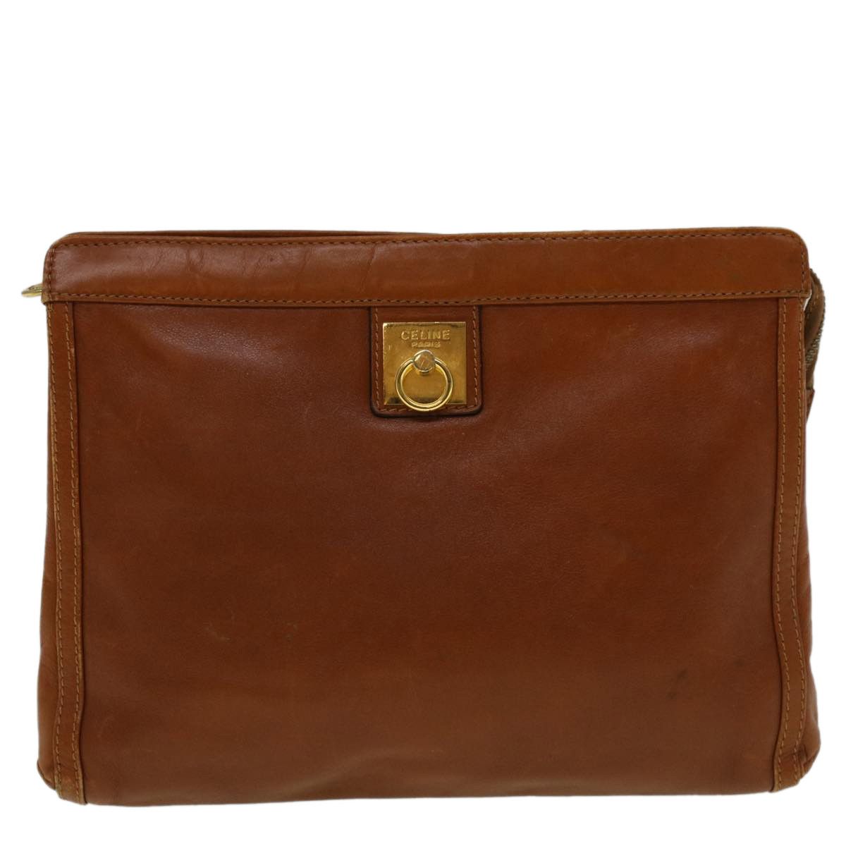 image of Celine Céline Gancini Clutch in Brown, Women's