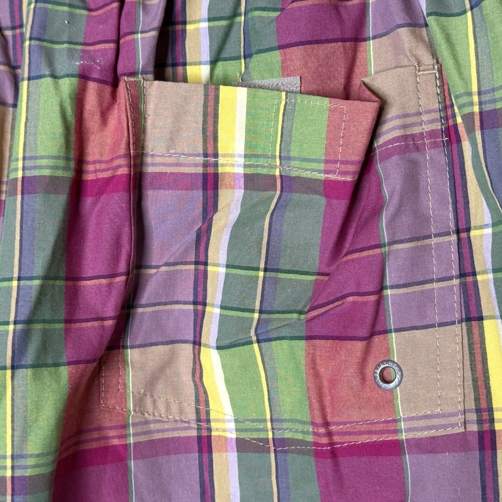 Cremieux Cremieux Mens Swim Trunks XXL Elastic Drawstring Waist Pockets Plaid Beach Colorful New Size ONE SIZE - 6 Thumbnail