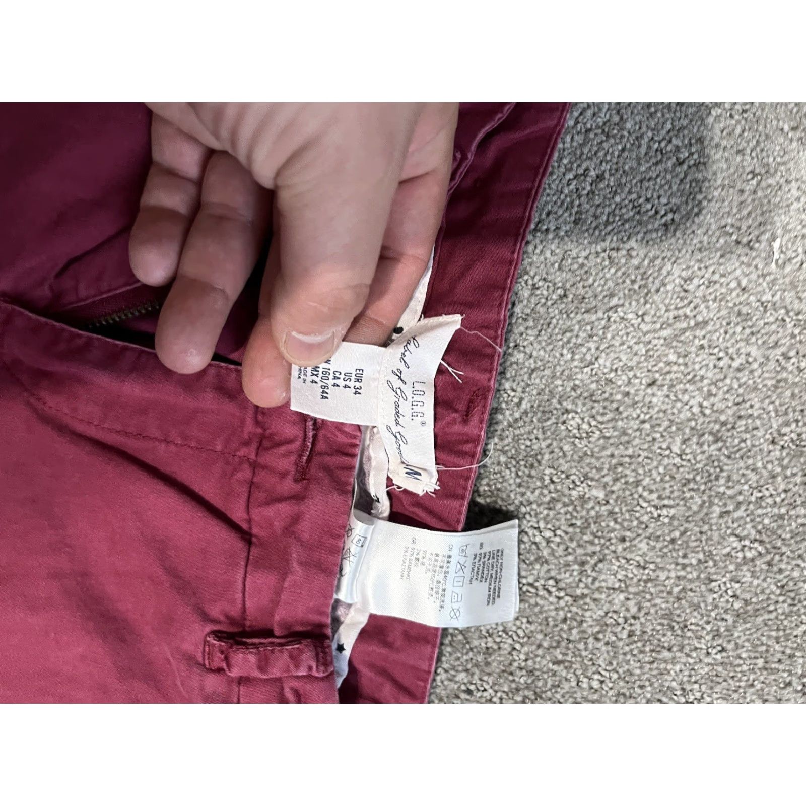 H&M H&M Womens Pants Chino Style Skinny Leg 4 Pocket Maroon Red Button Zipper Pockets Casual Vintage No Size 27" / US 4 / IT 40 - 6 Thumbnail