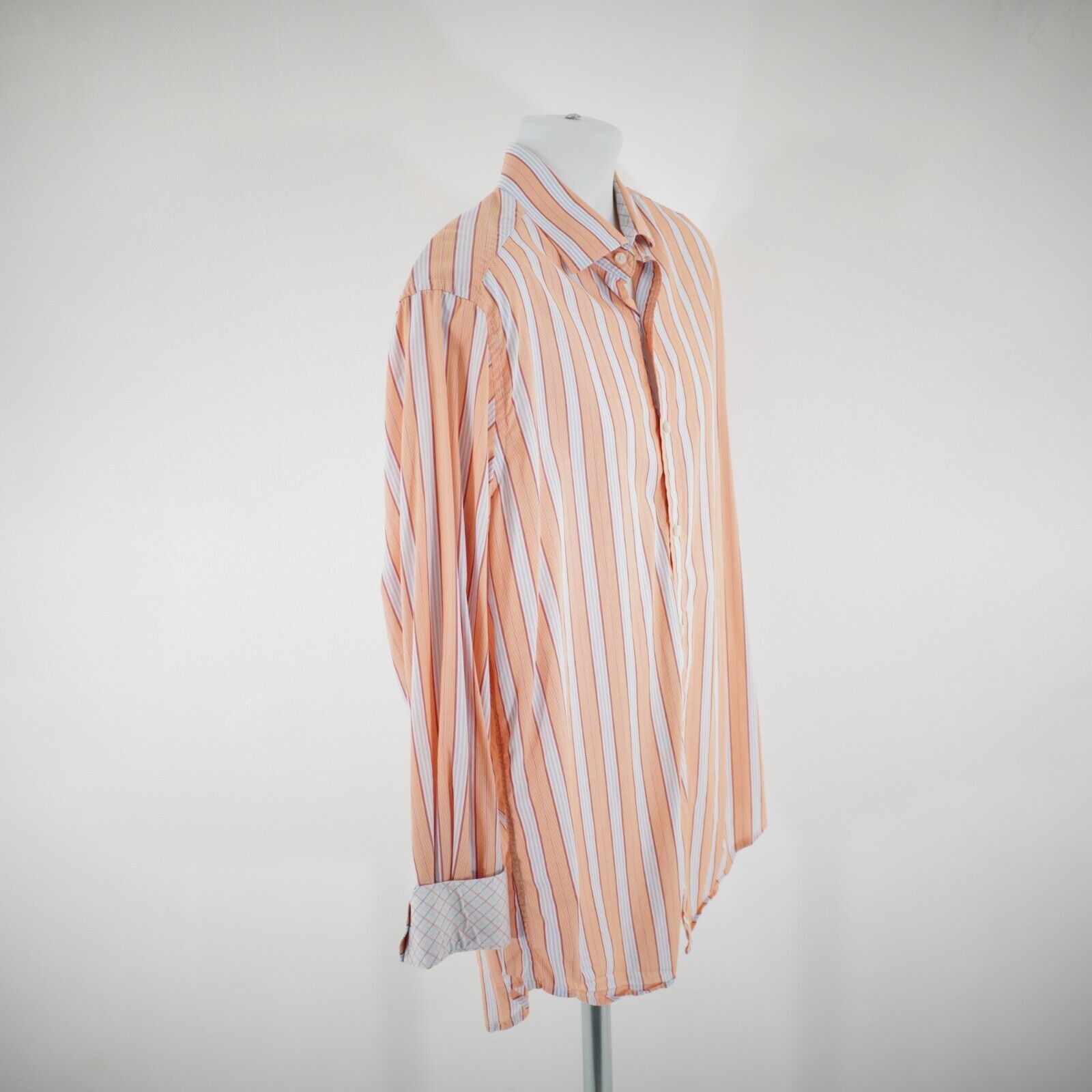 Tailorbyrd Tailorbyrd Orange Blue Striped Flip Cuff Pocket Large Collar Size US L / EU 52-54 / 3 - 8 Thumbnail